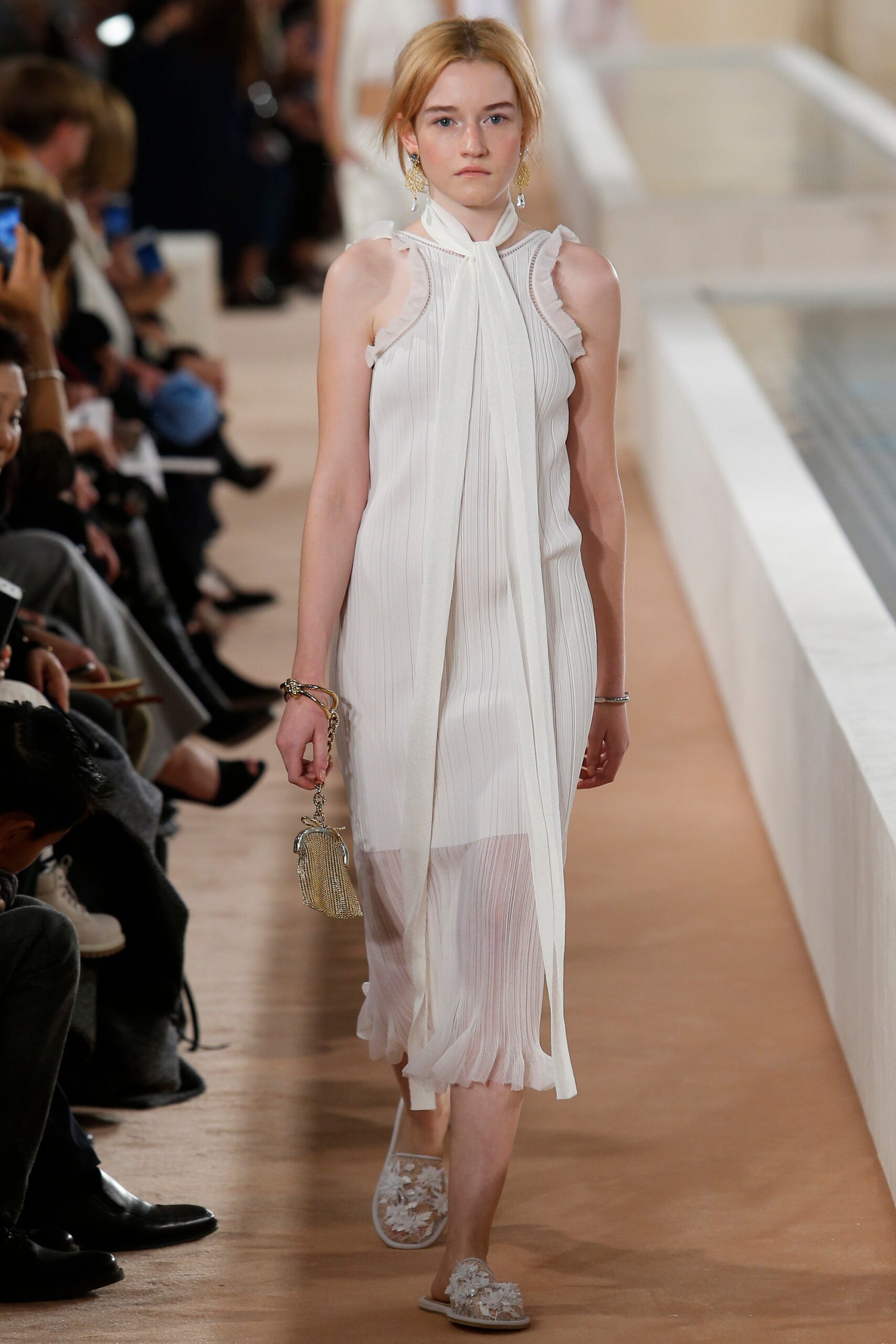 white silk sleeveless dress