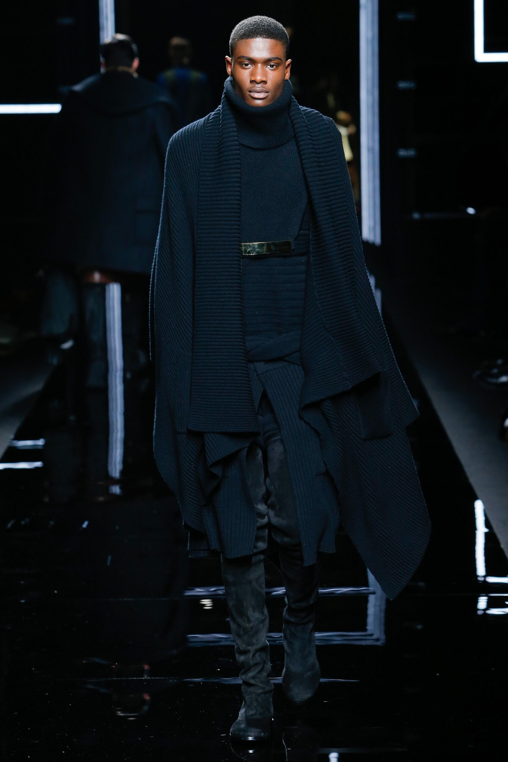 black wool cape and fitted top