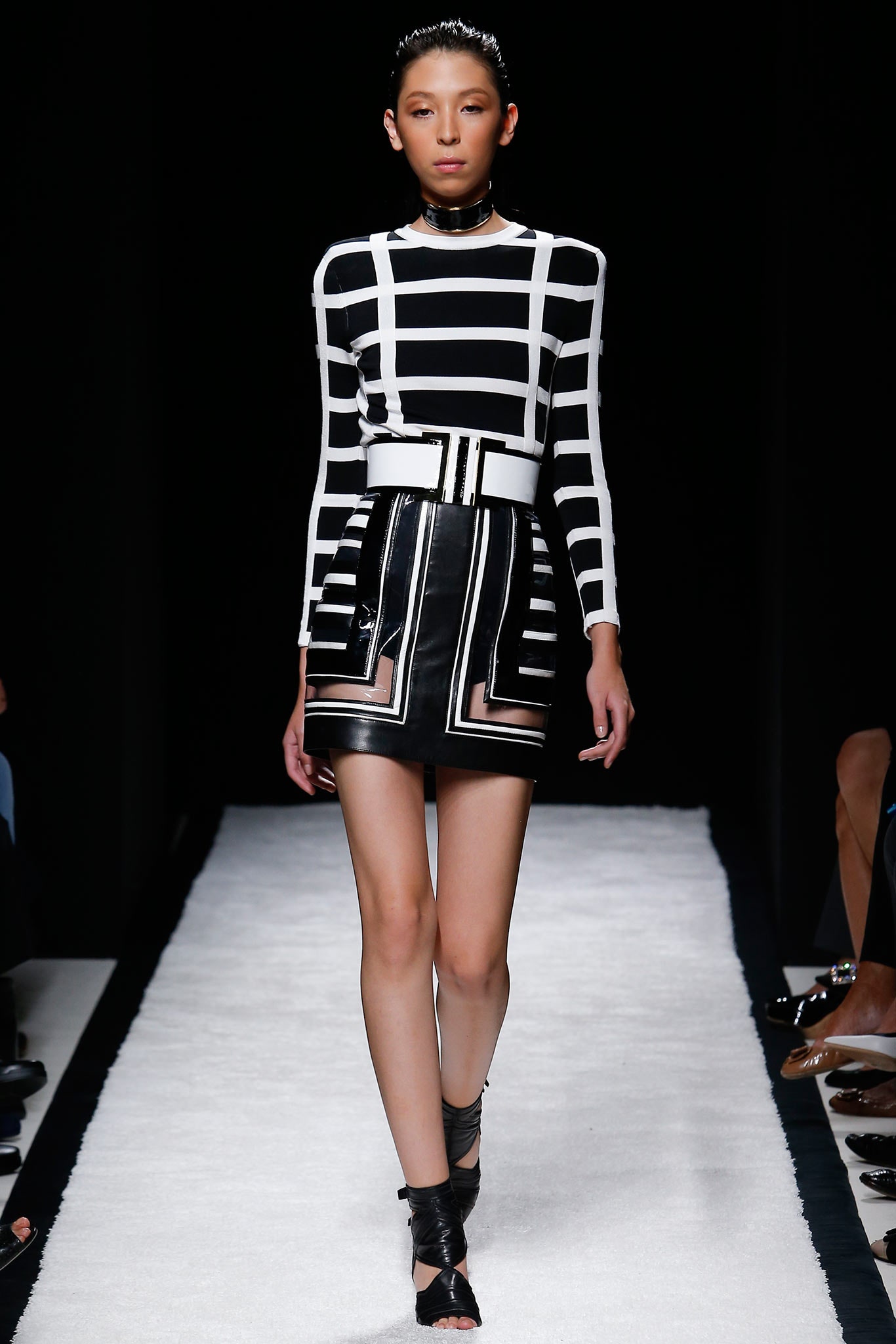 black and white striped mini dress