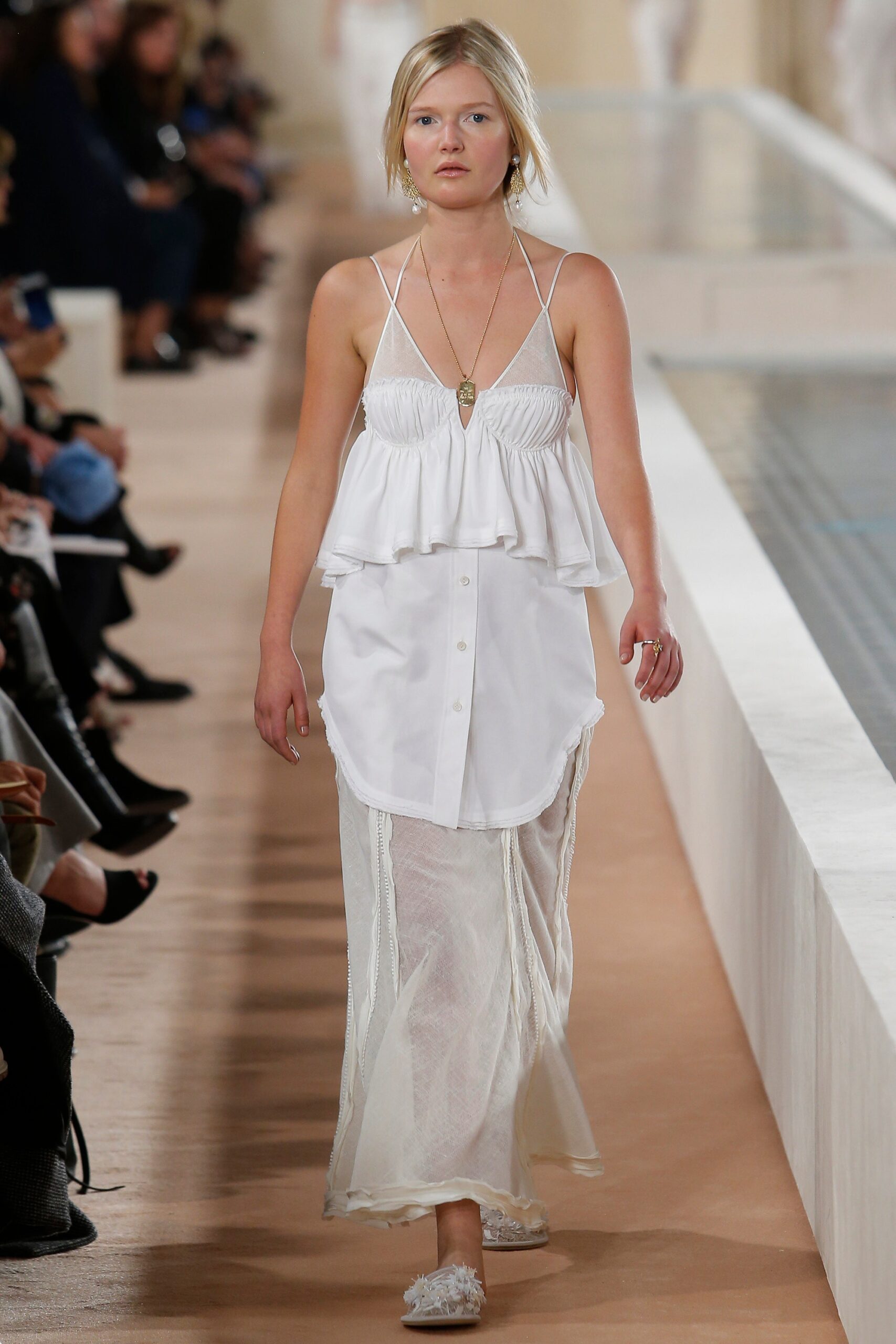 white layered top and sheer skirt