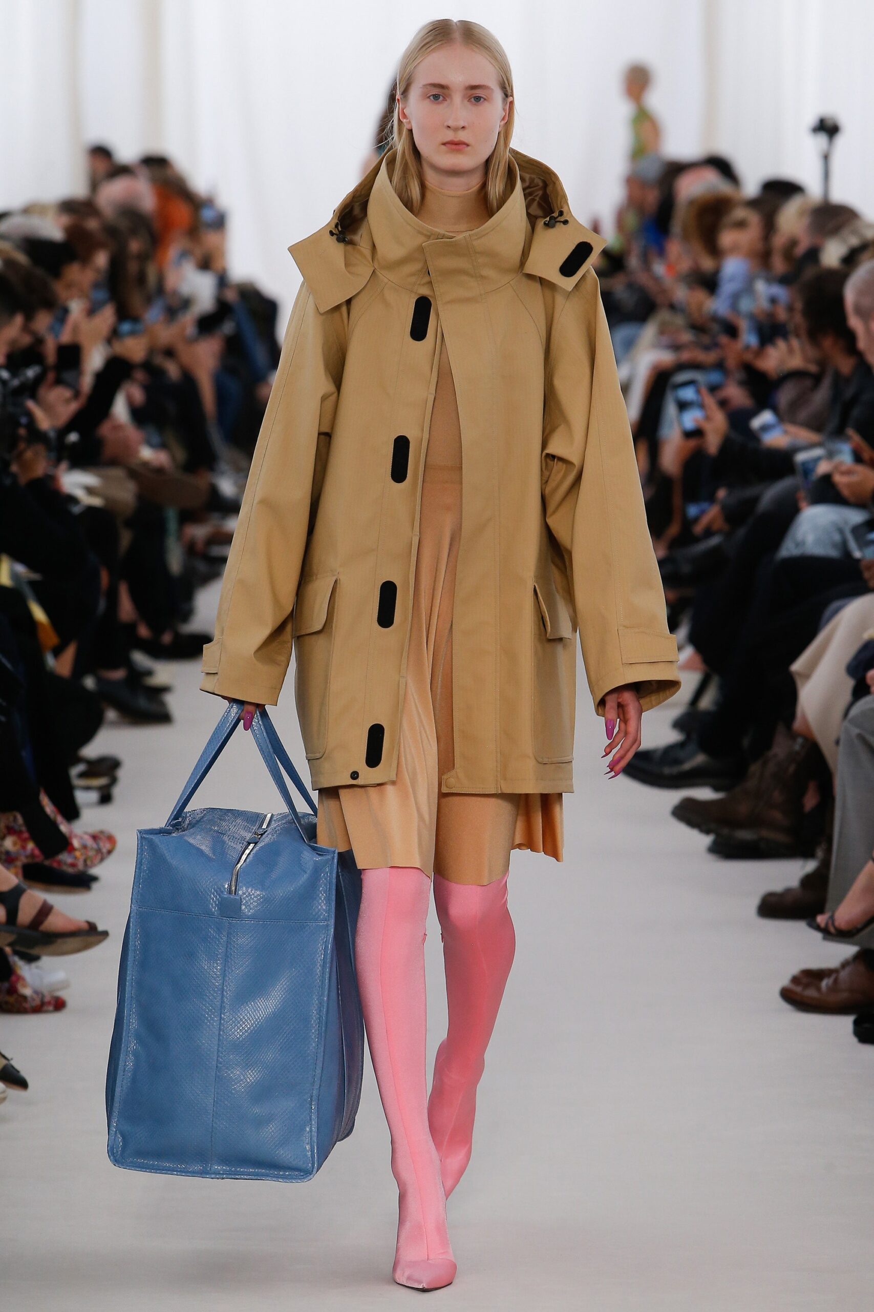 beige coat with tan dress