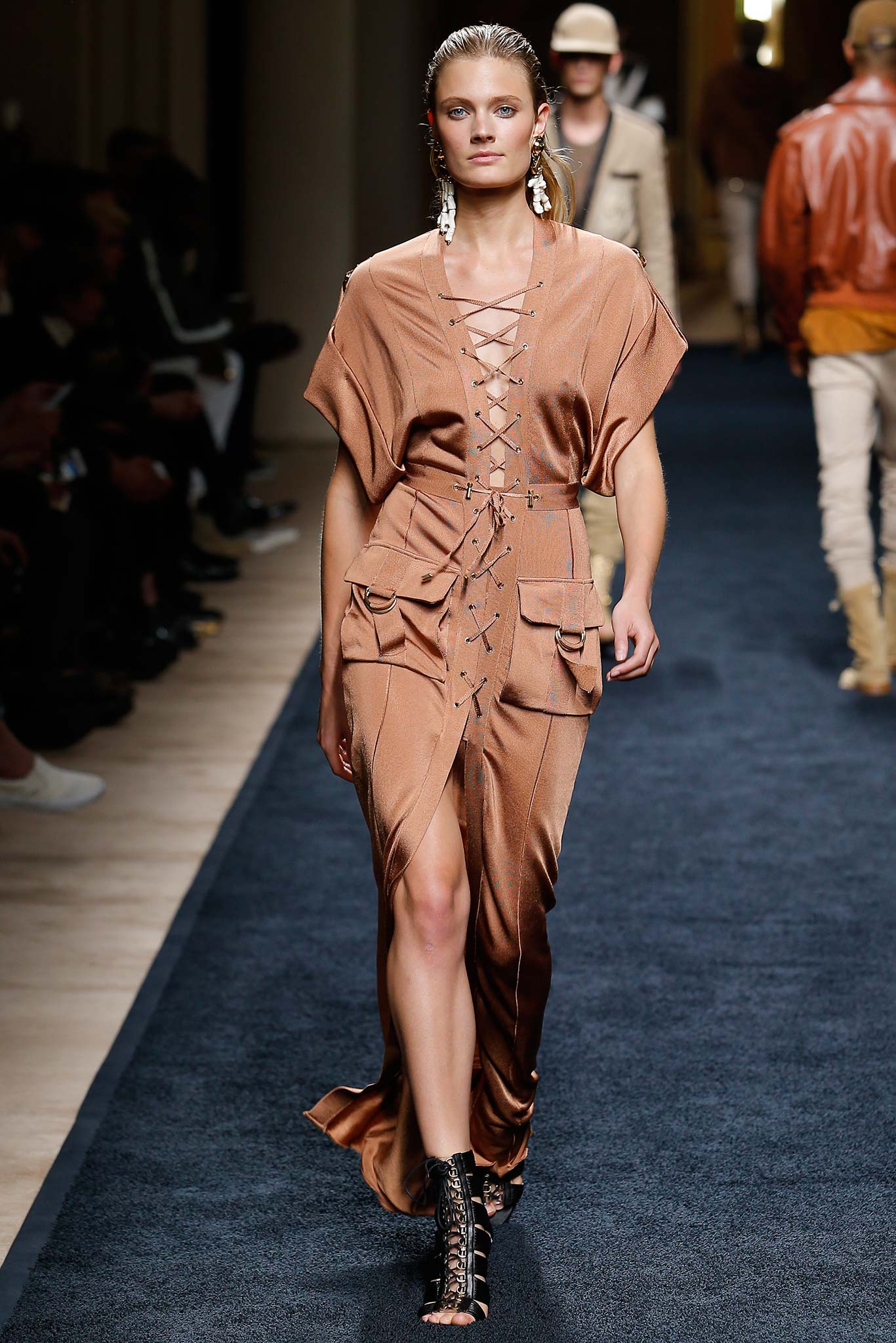 brown silk sleeveless dress