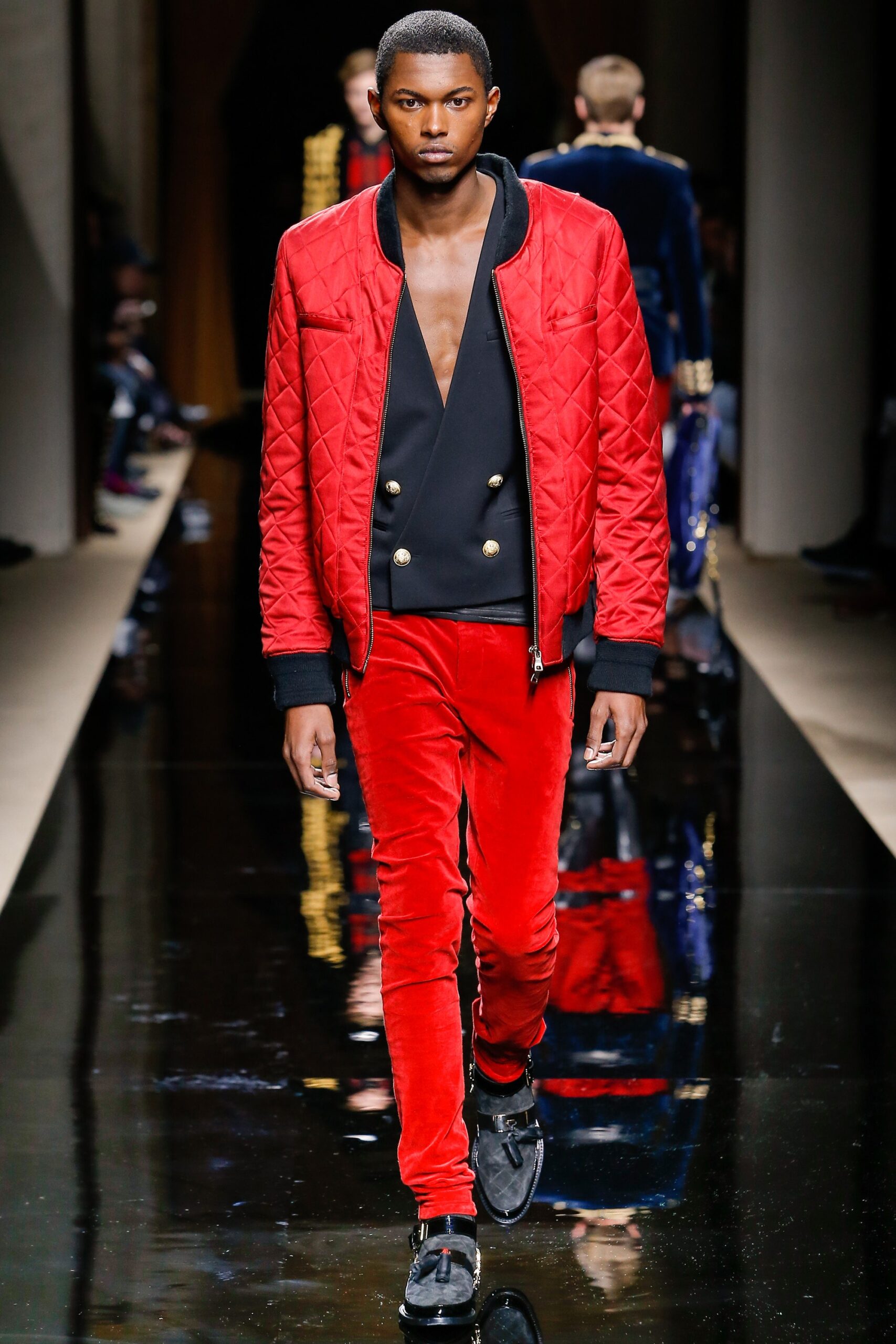 red velvet jacket with black shirt