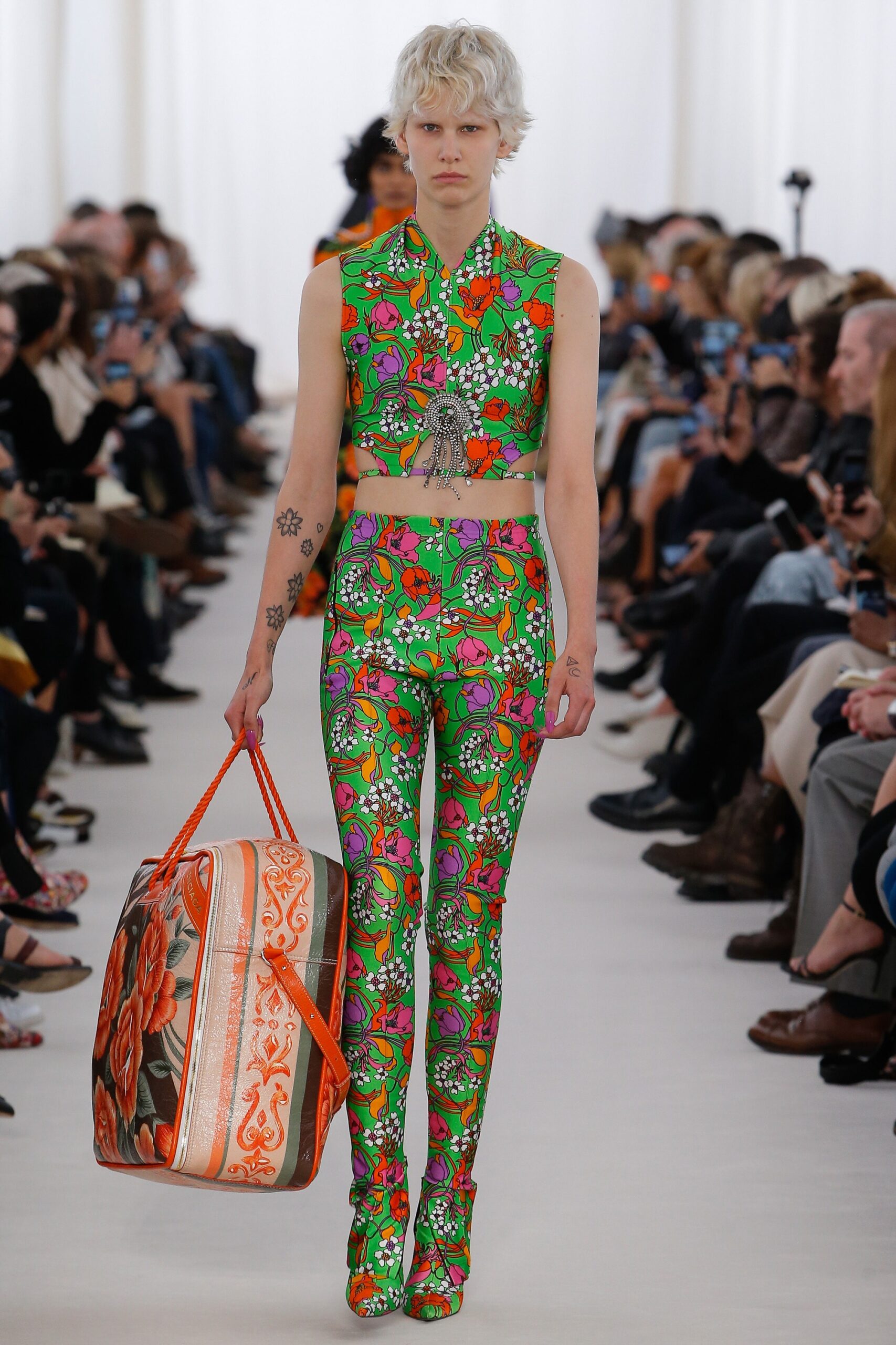 vibrant printed crop-top and pants