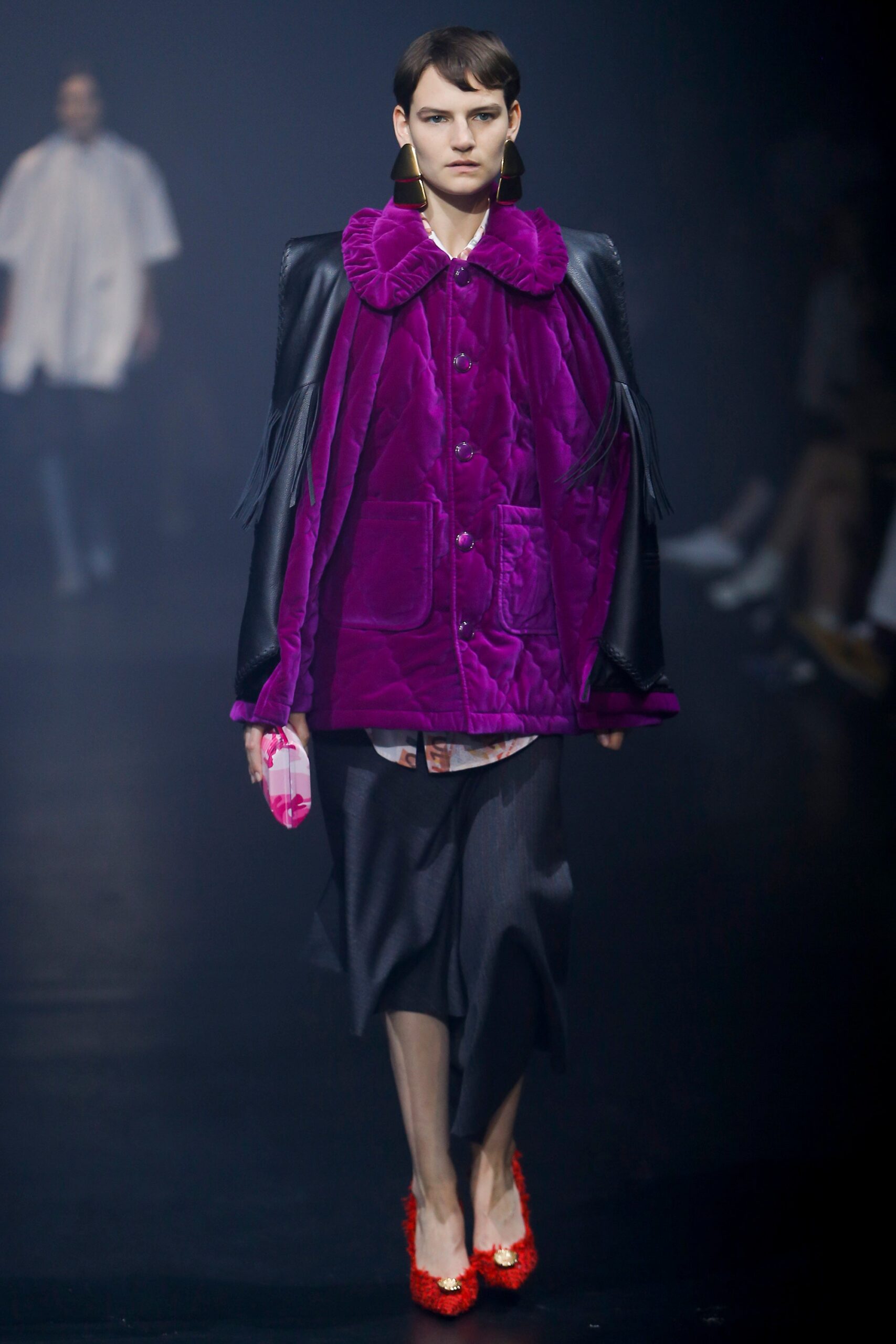 purple velvet coat with fringes