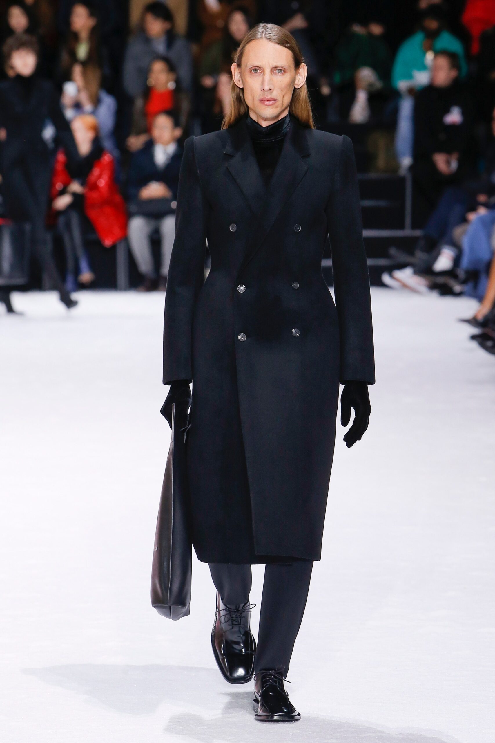 black leather gloves