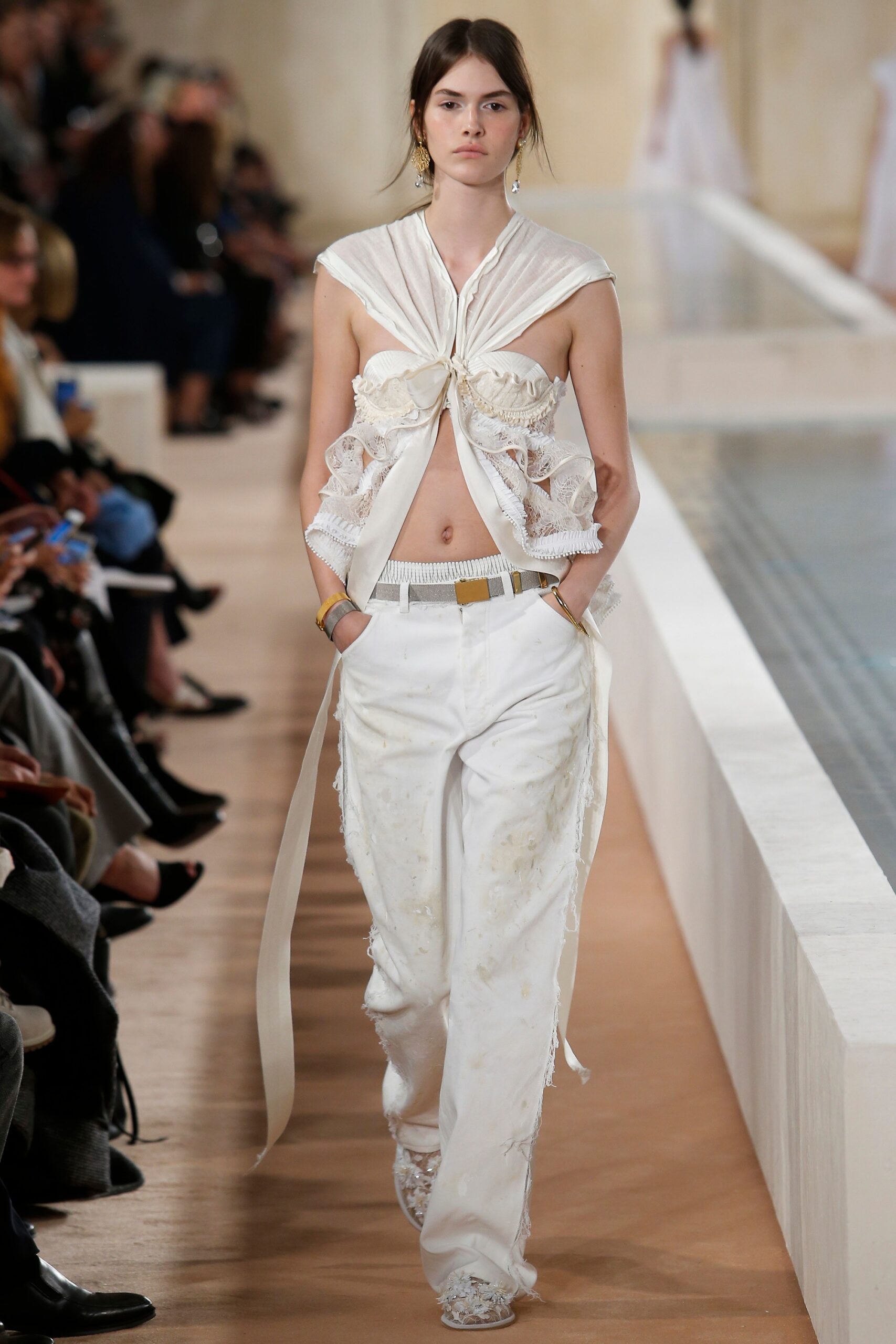 white fitted top and relaxed pants