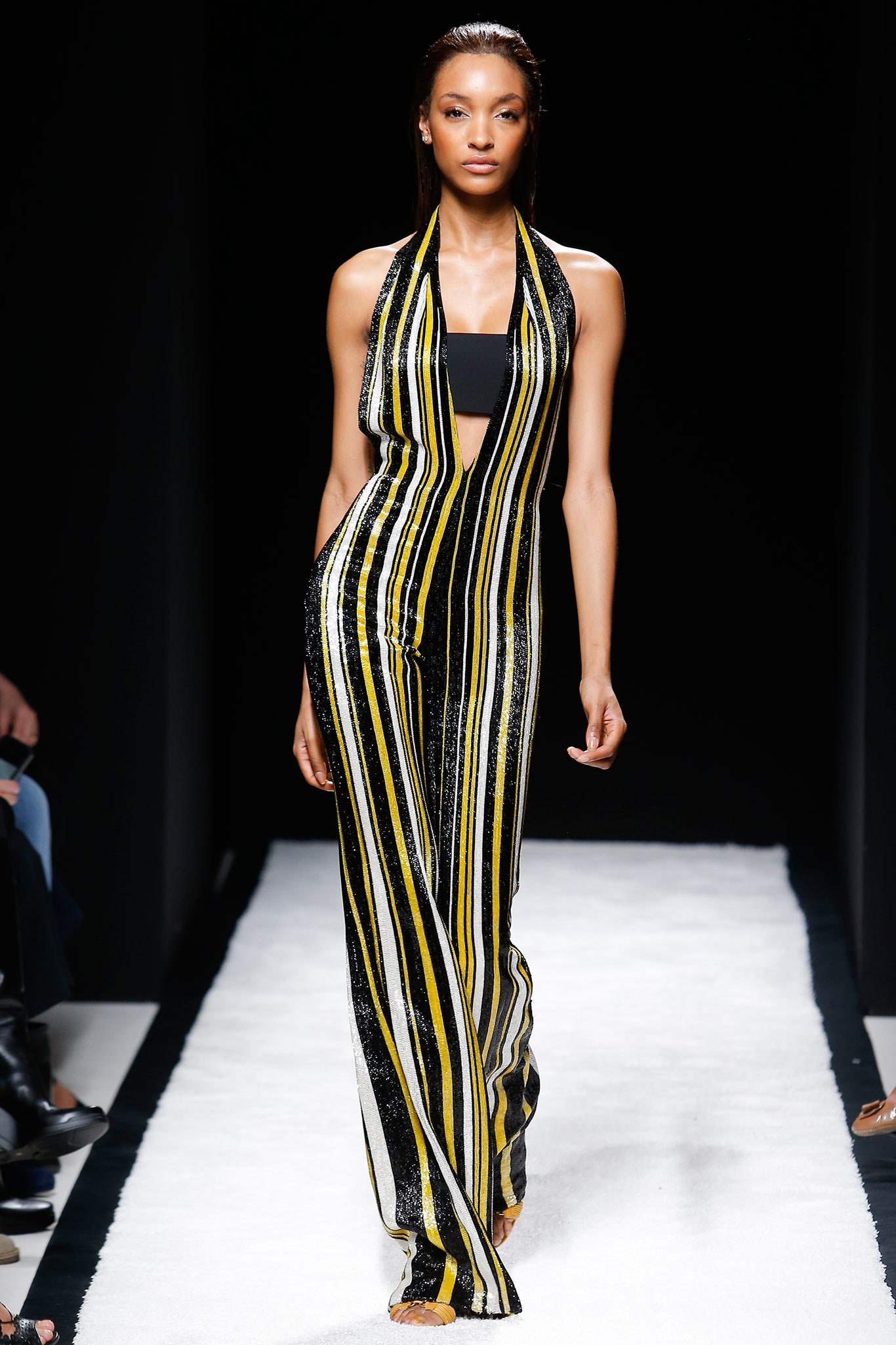 black and yellow striped jumpsuit