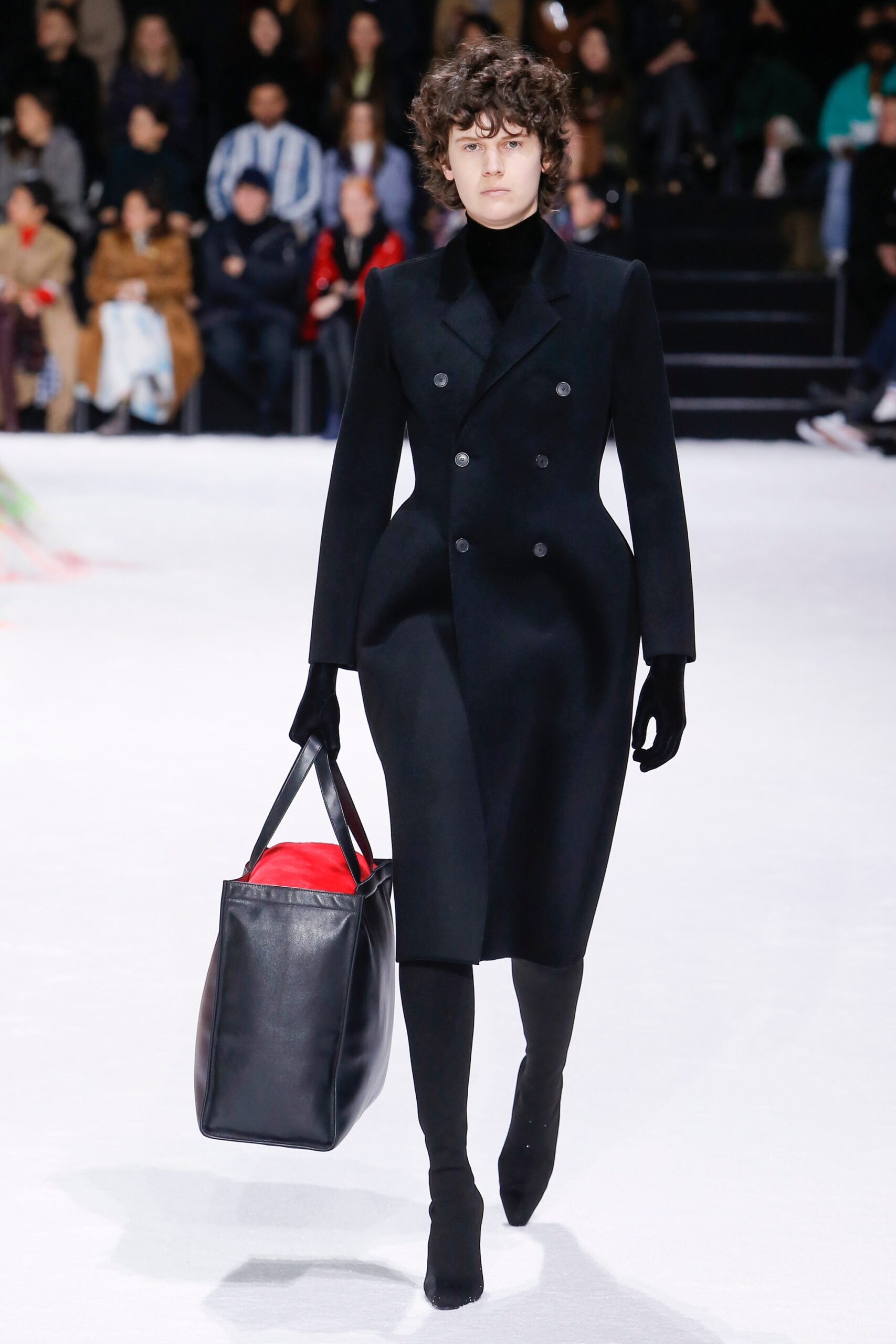 fitted black wool coat