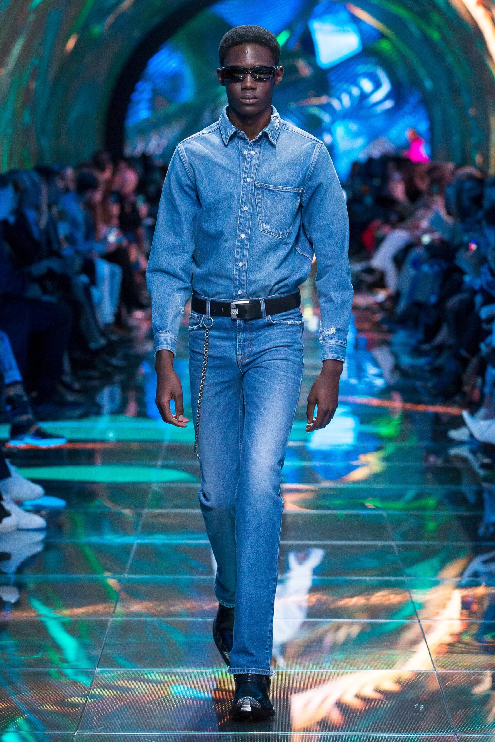 blue denim shirt and pants