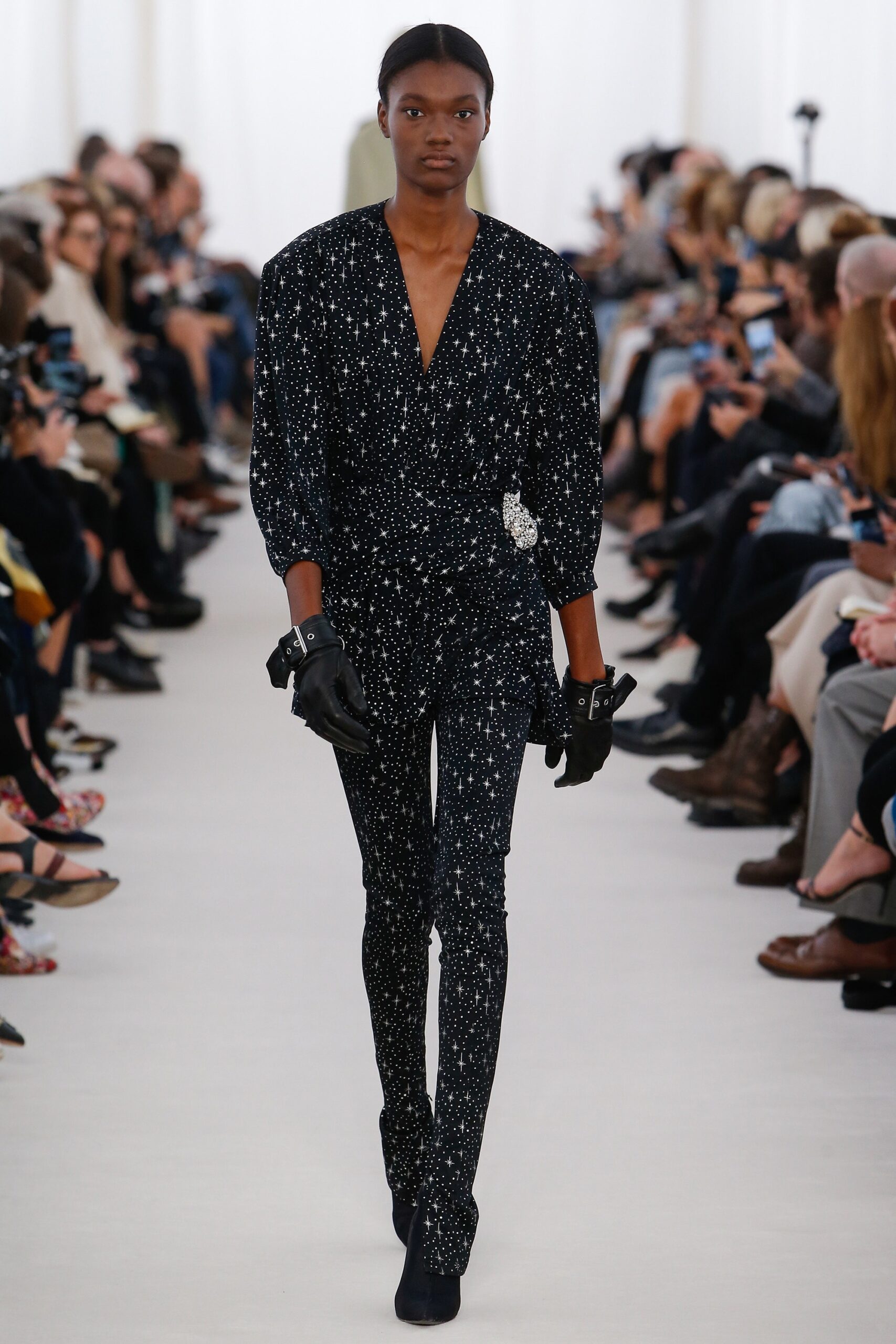 black silk embellished jumpsuit