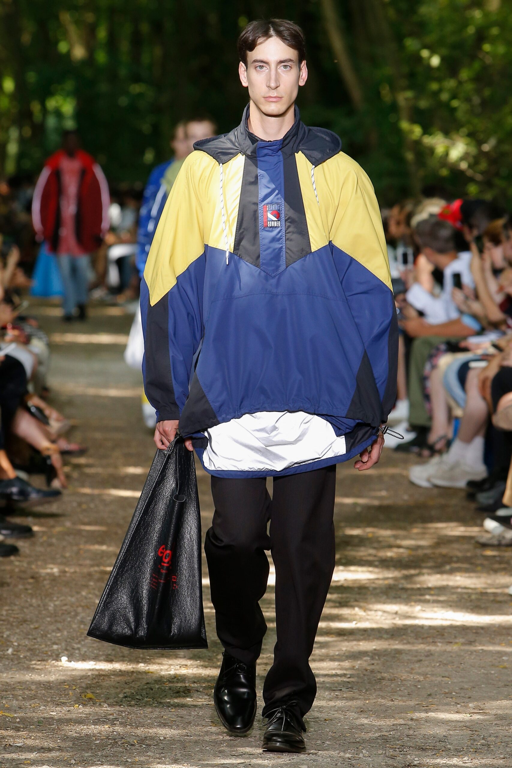 blue and yellow oversized hoodie