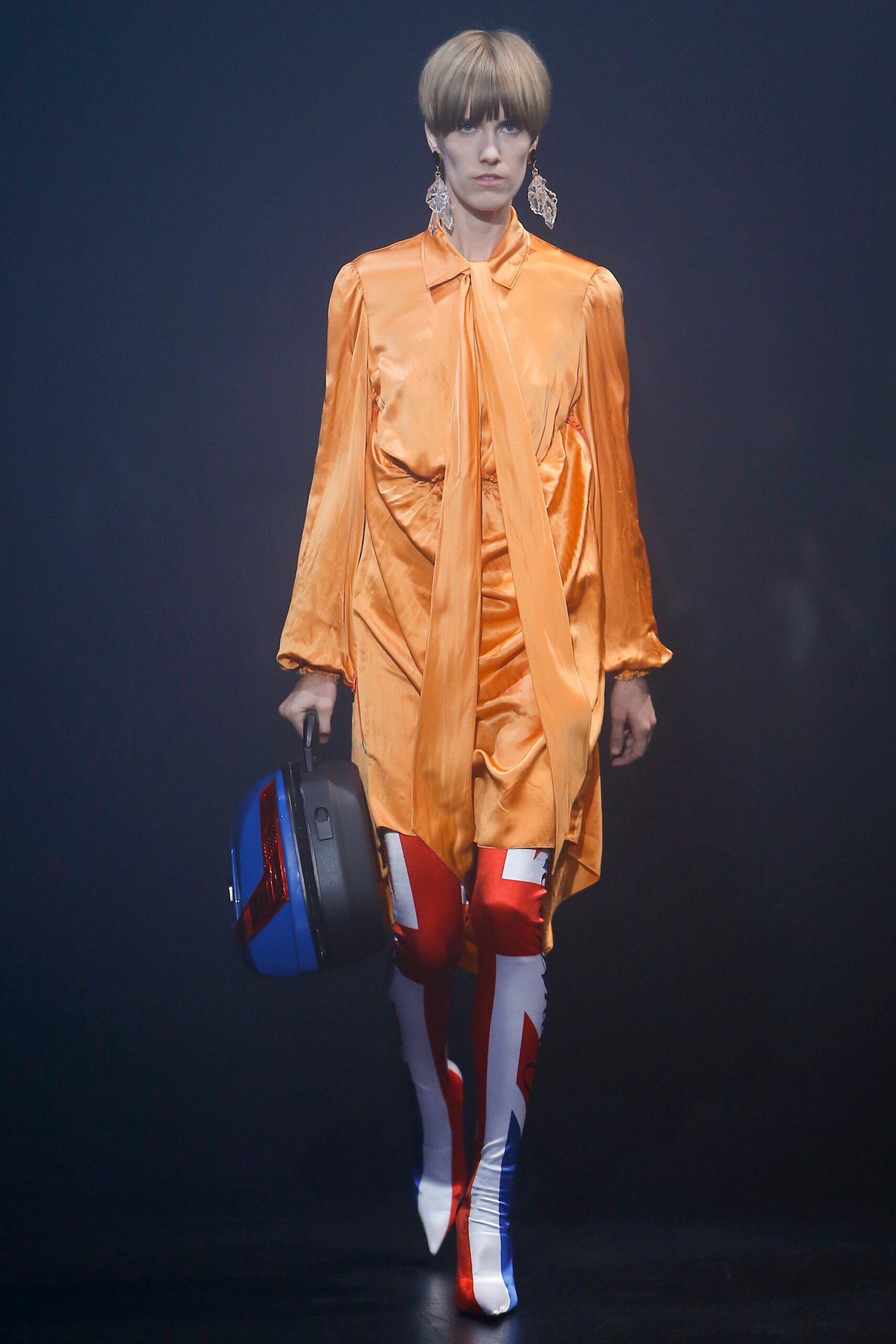 orange silk midi dress