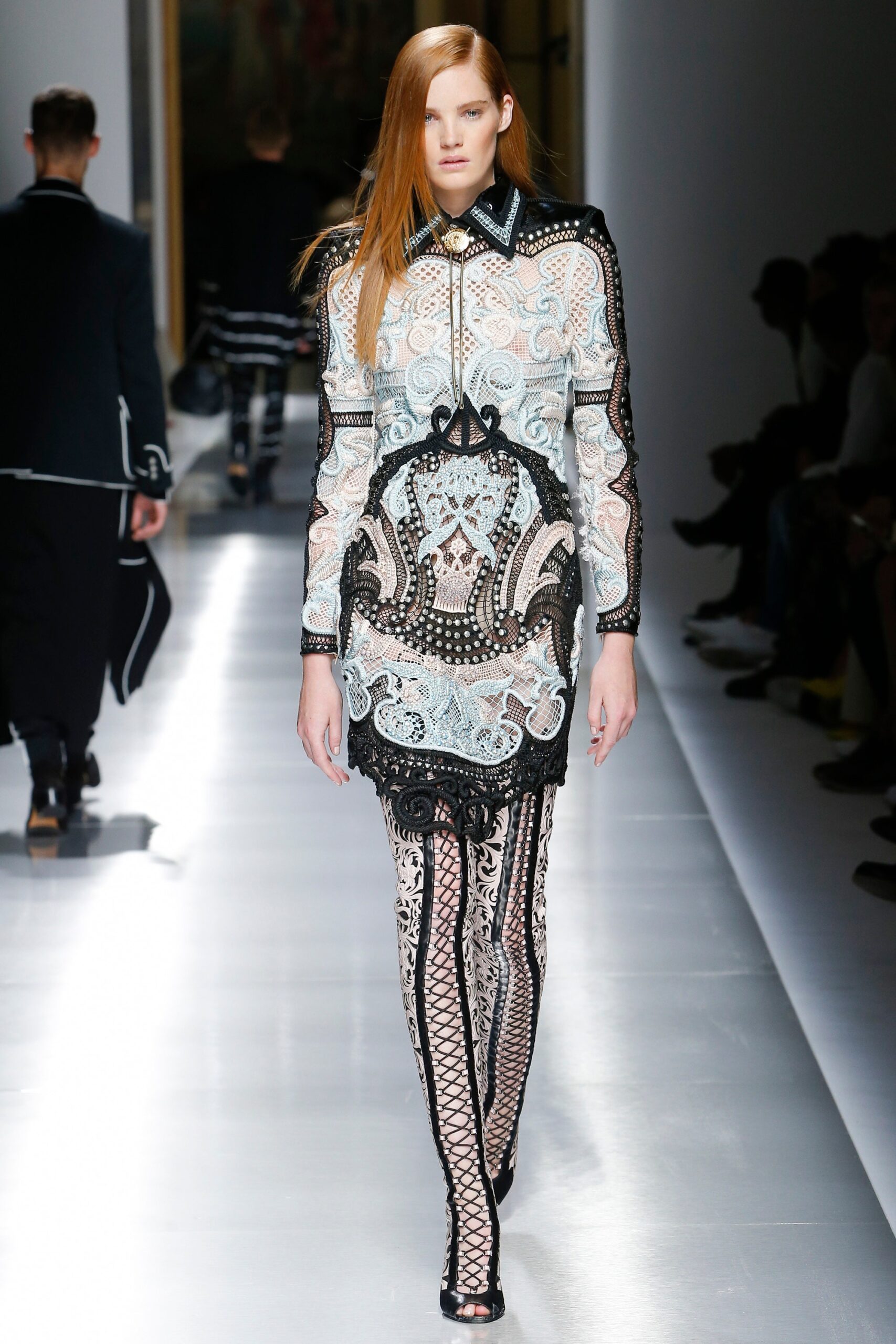 black and white lace mini dress