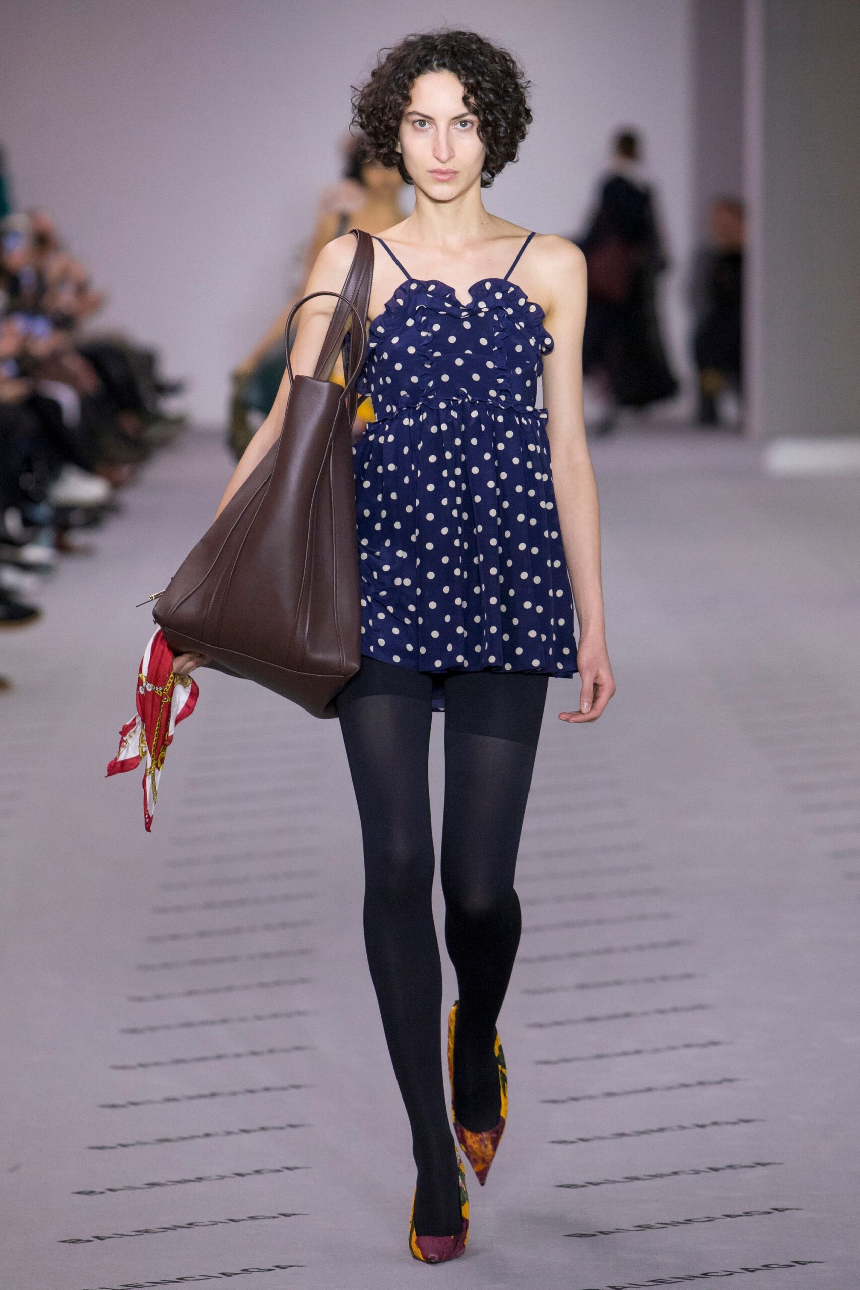 blue polka-dot sleeveless top