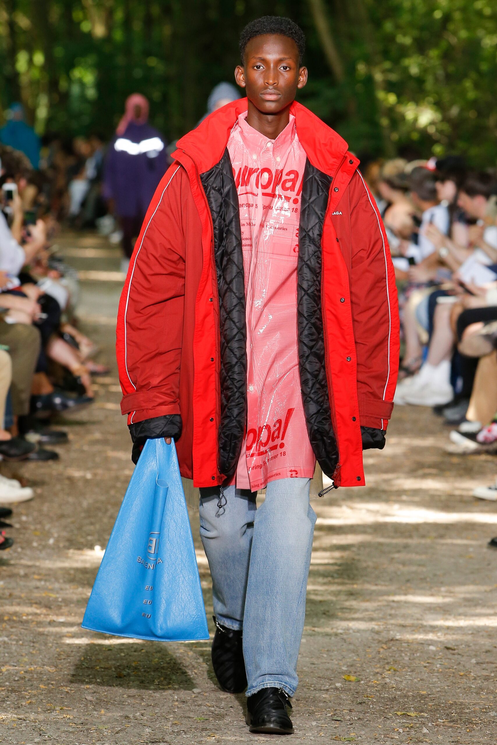 oversized red coat with pink shirt