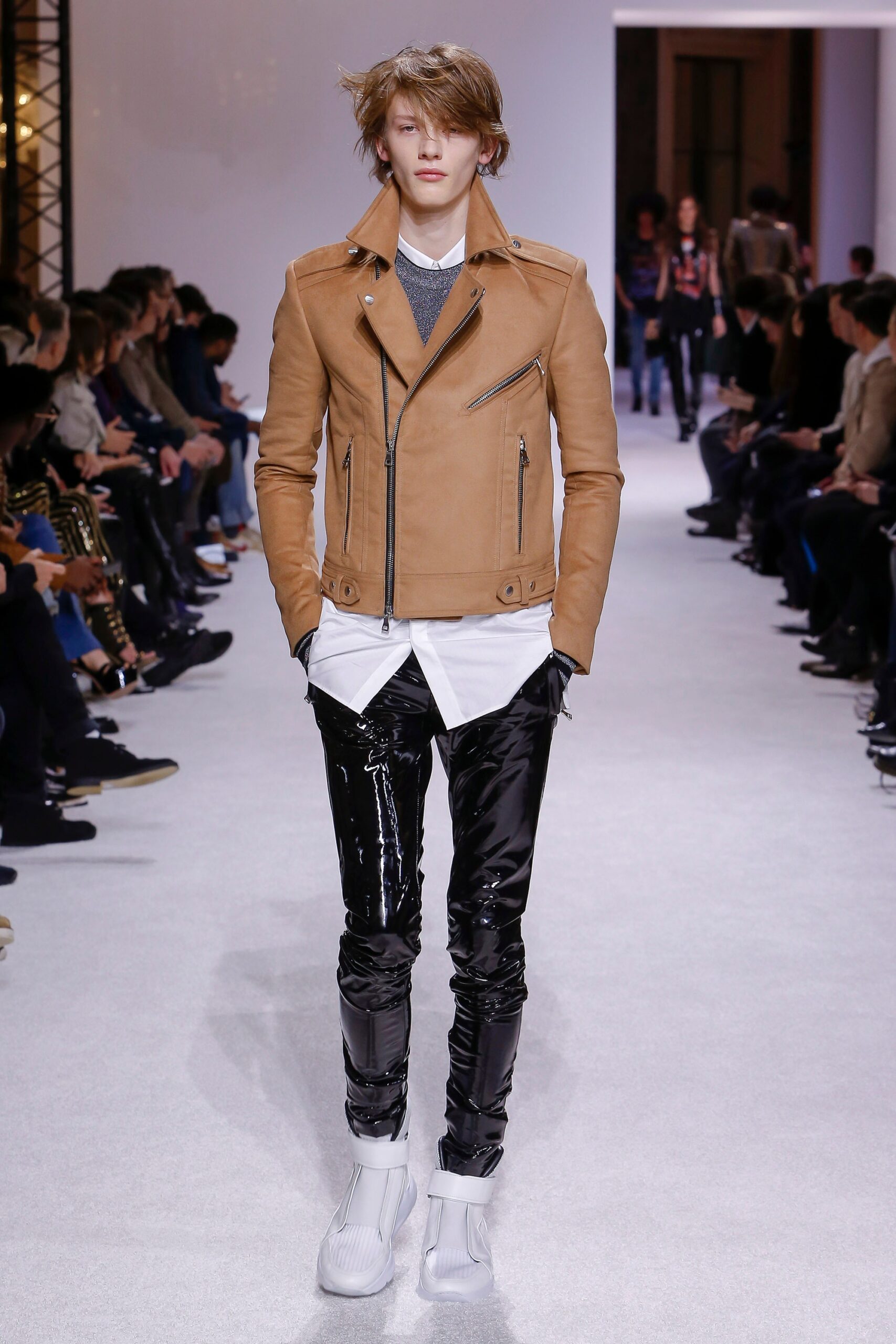 brown leather fitted jacket