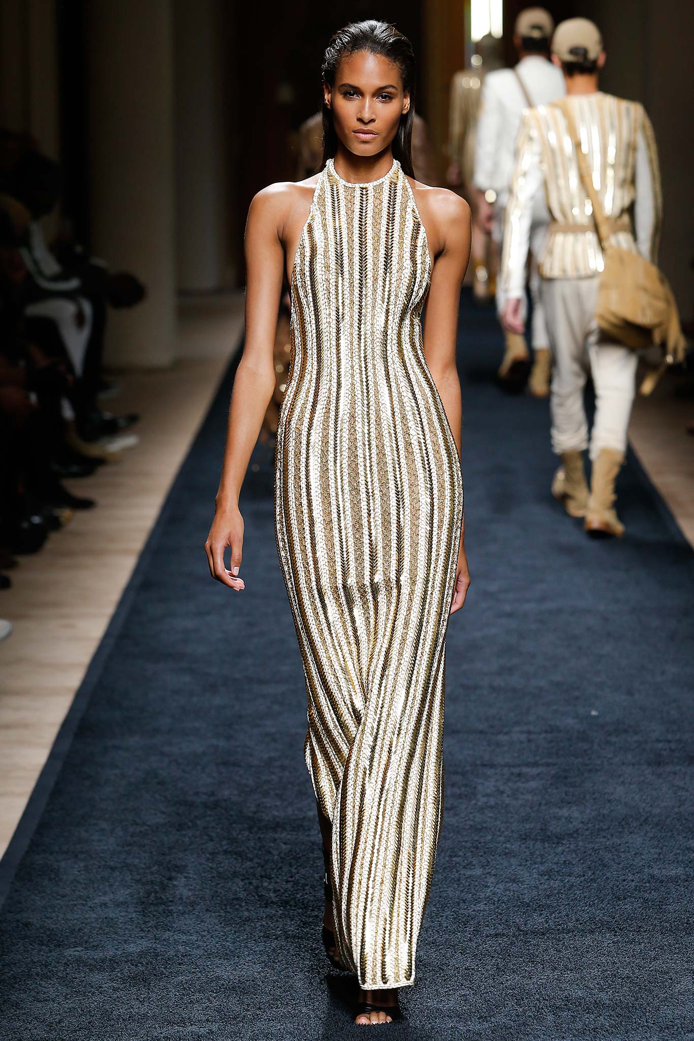 gold and white fitted gown
