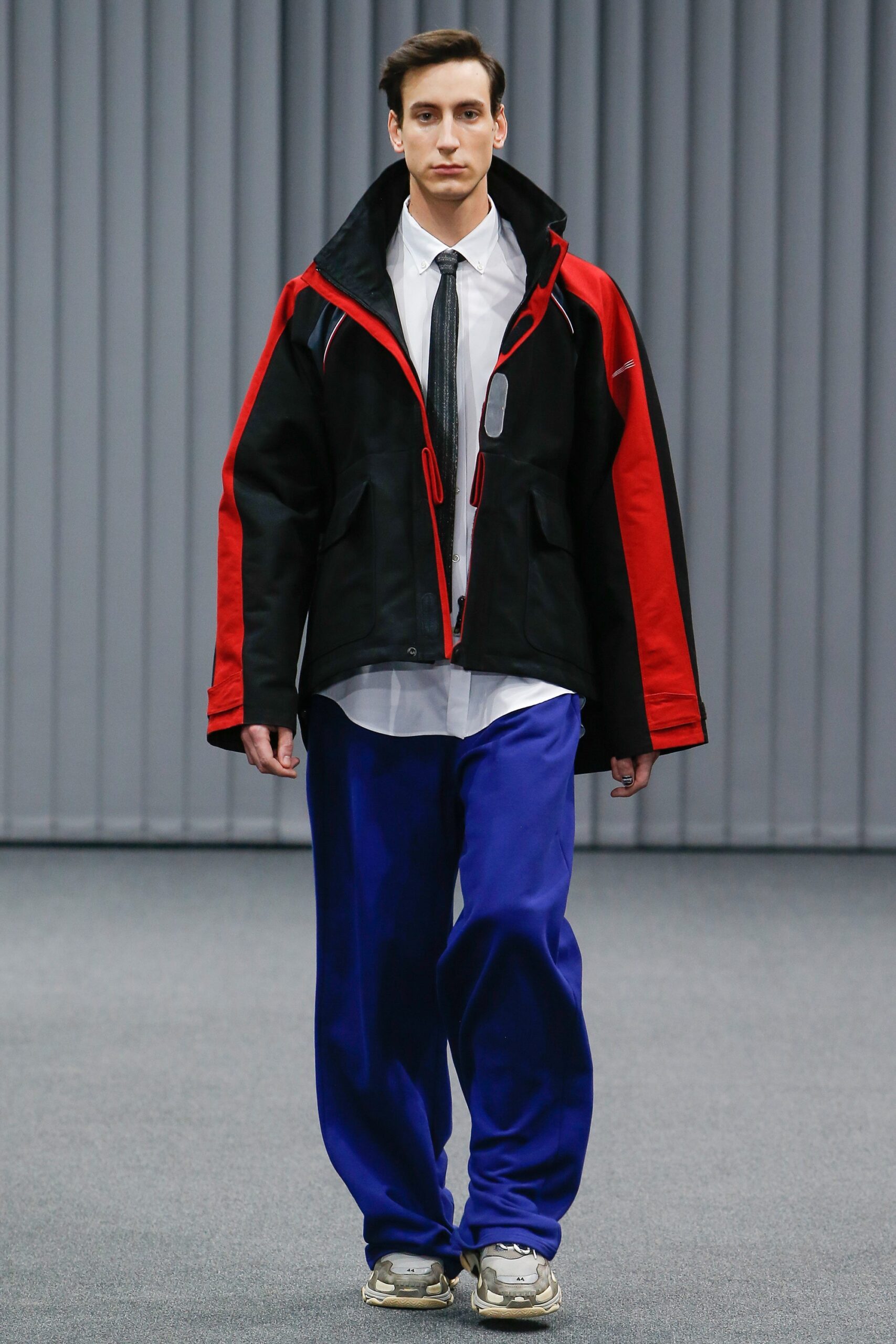 oversized black and red jacket