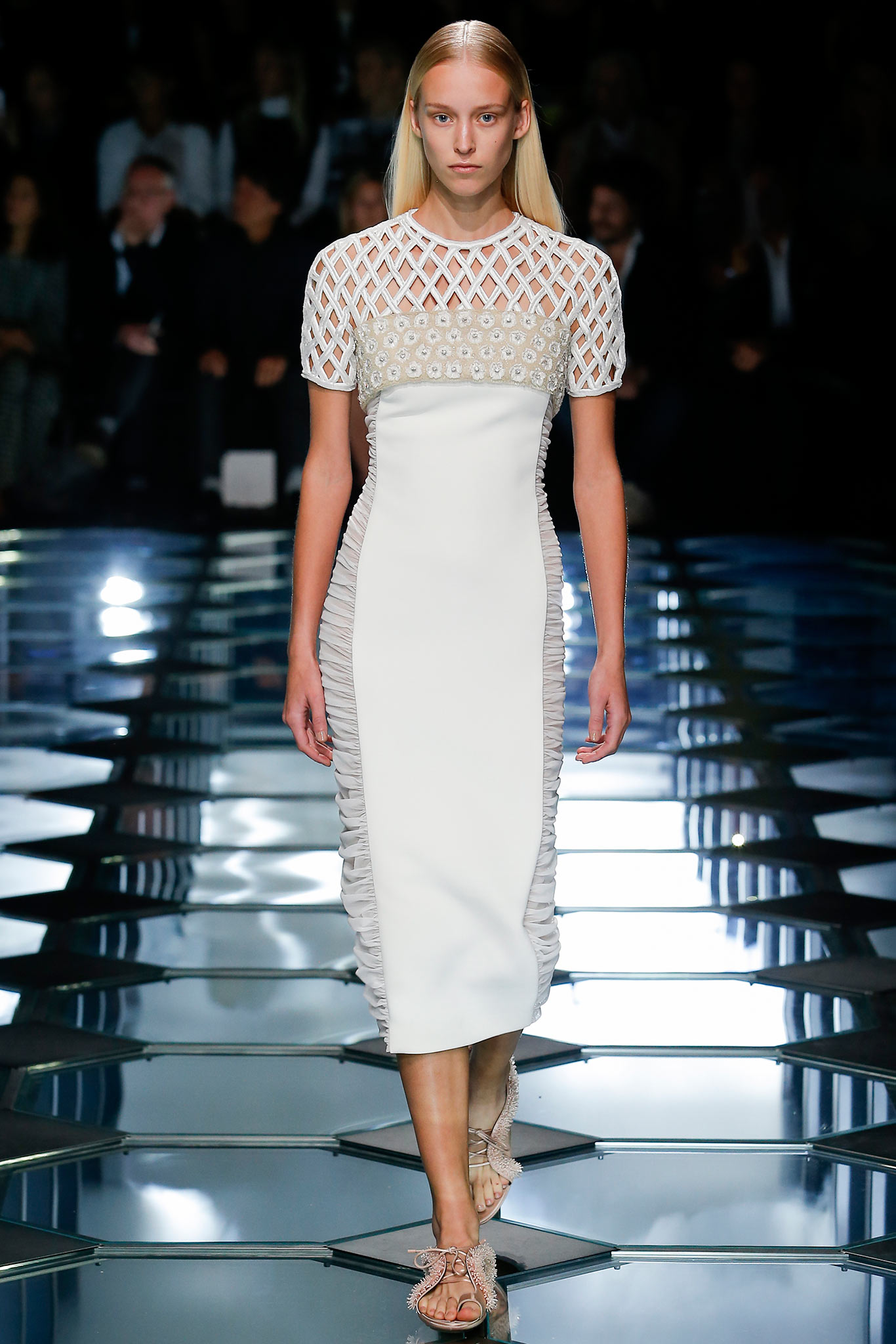 white fitted midi dress