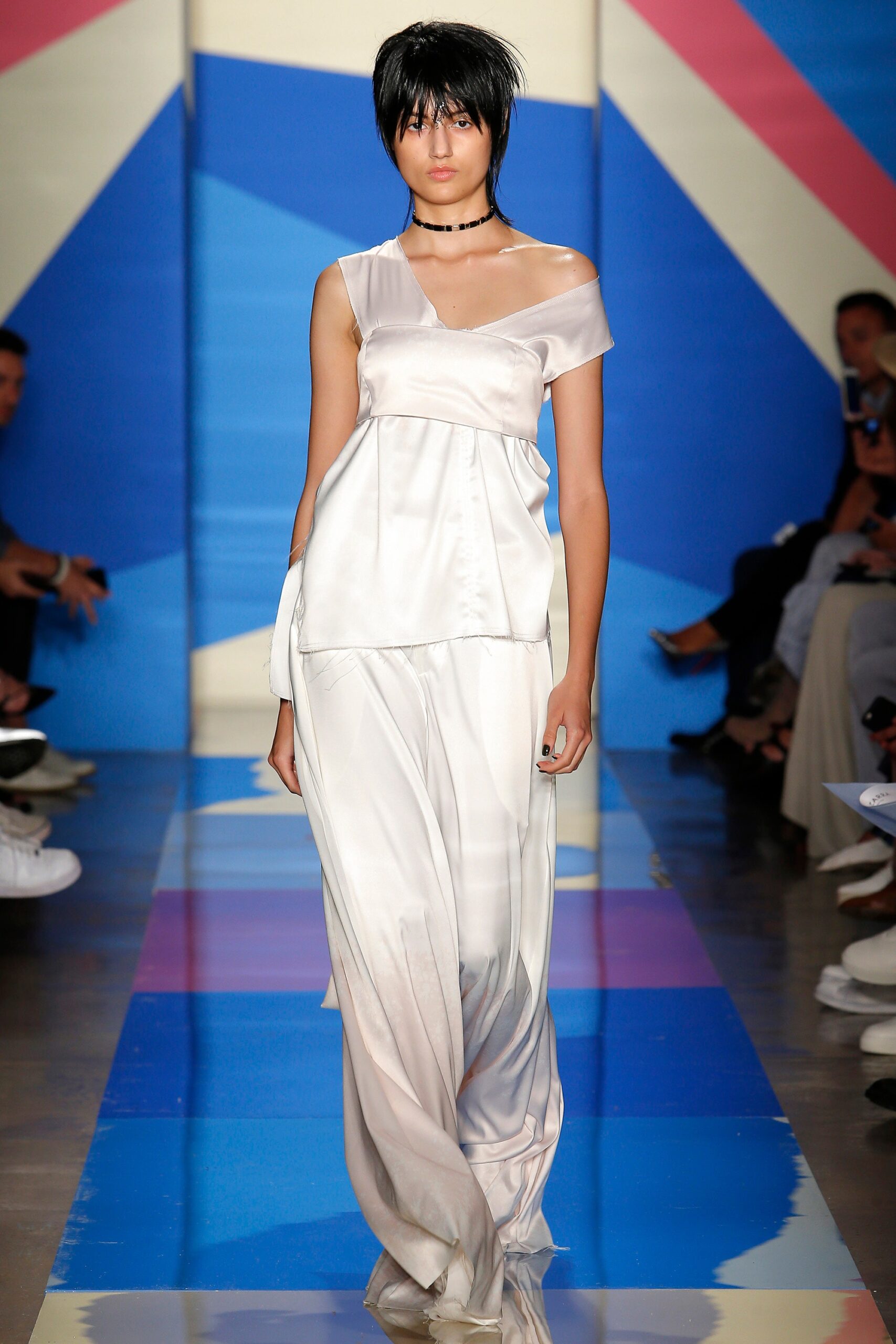 white silk relaxed top and pants