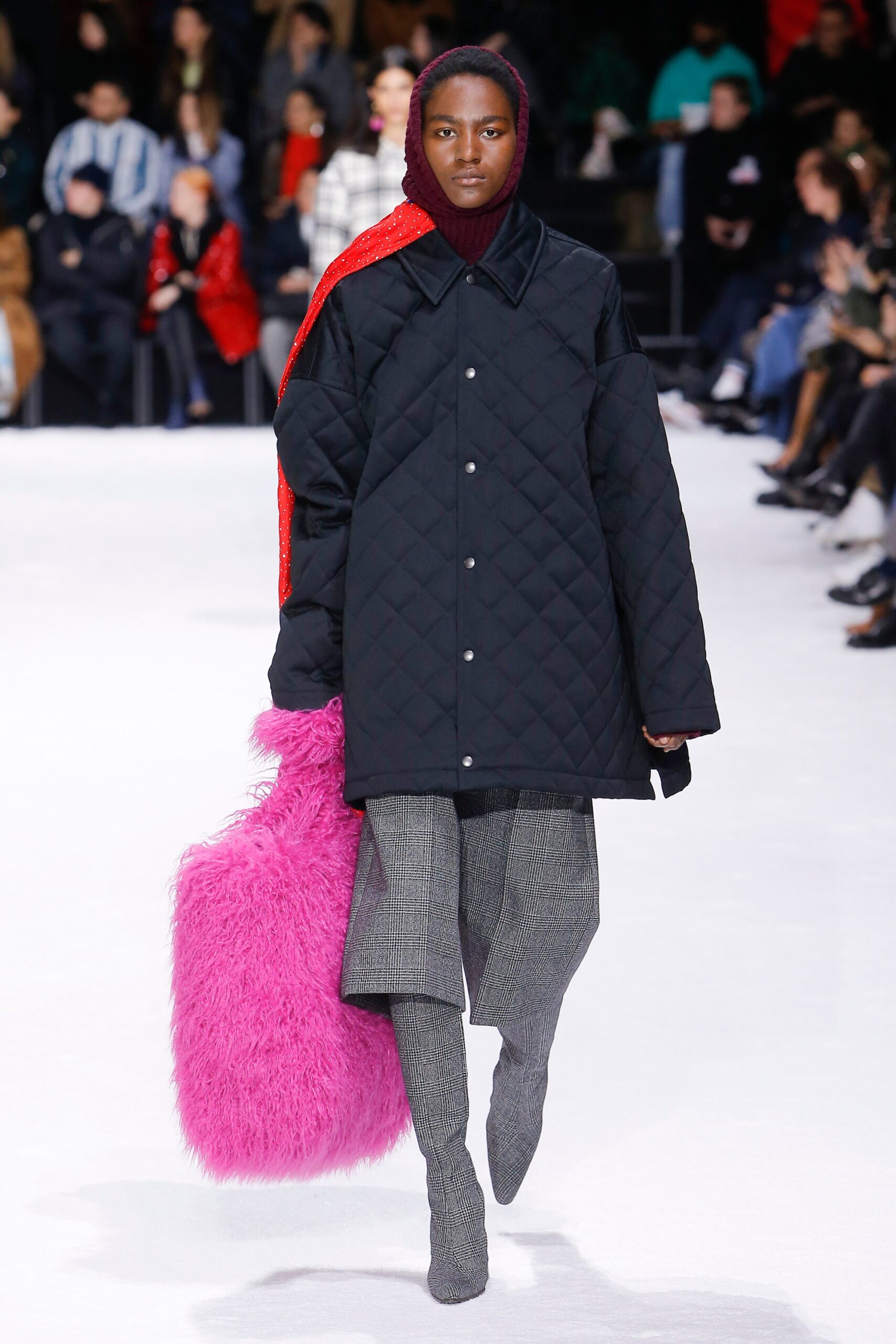 oversized black quilted coat