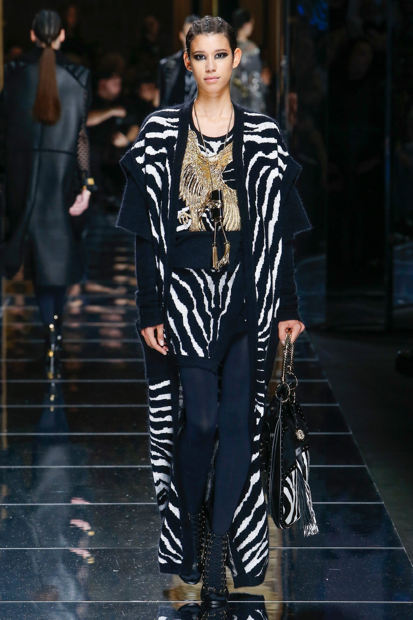 black and white striped cardigan