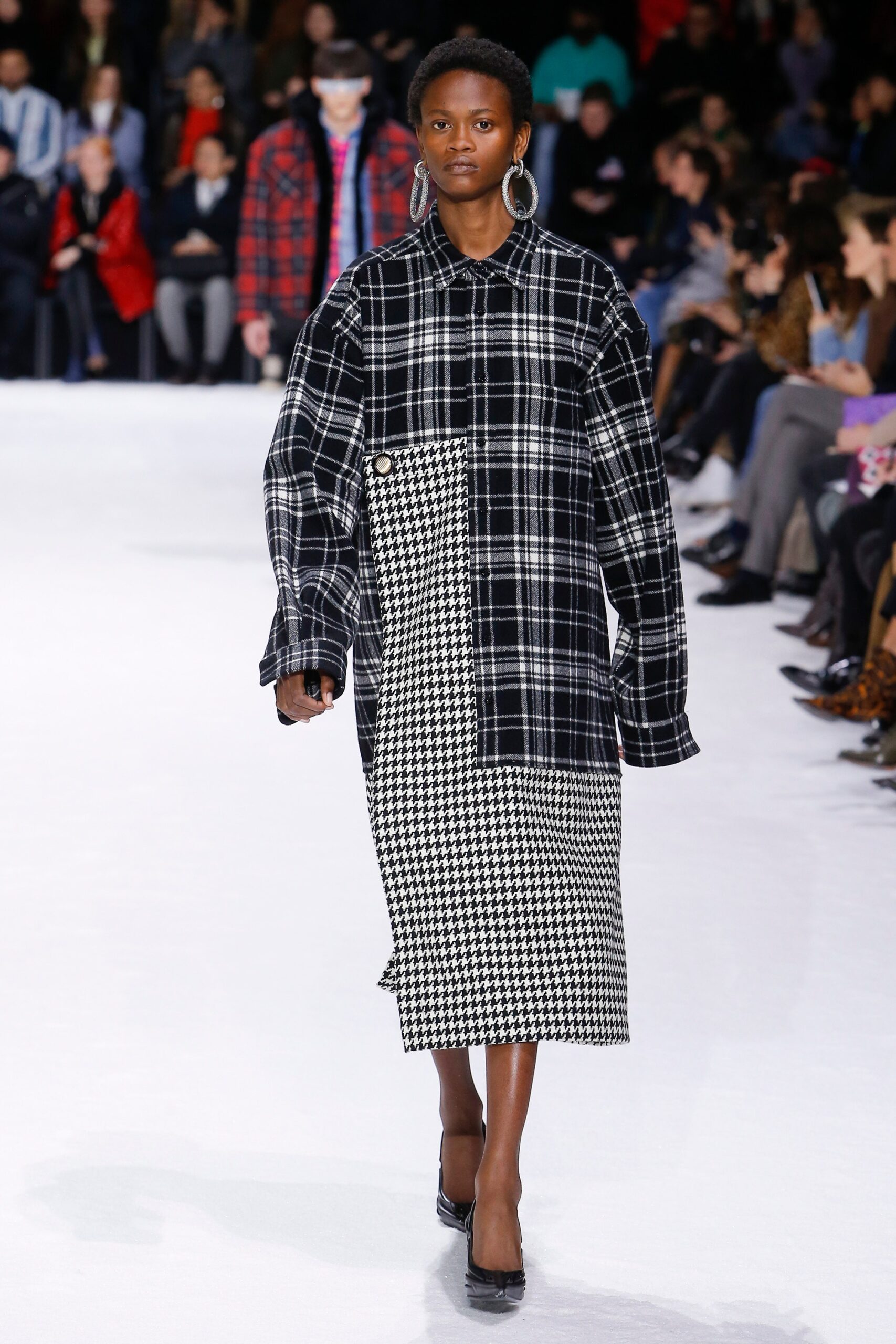 black and white checked dress