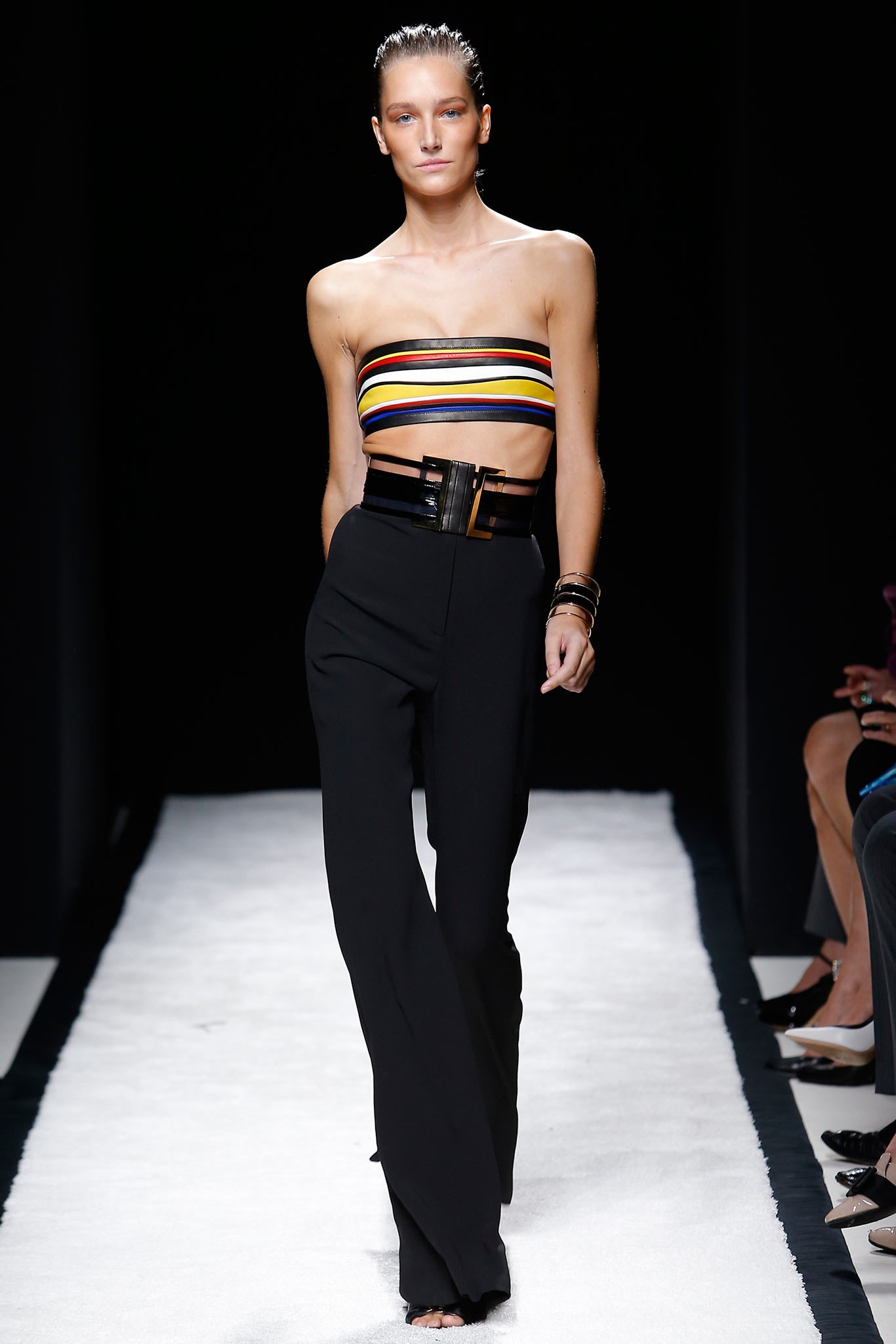fitted black multi-color top and pants