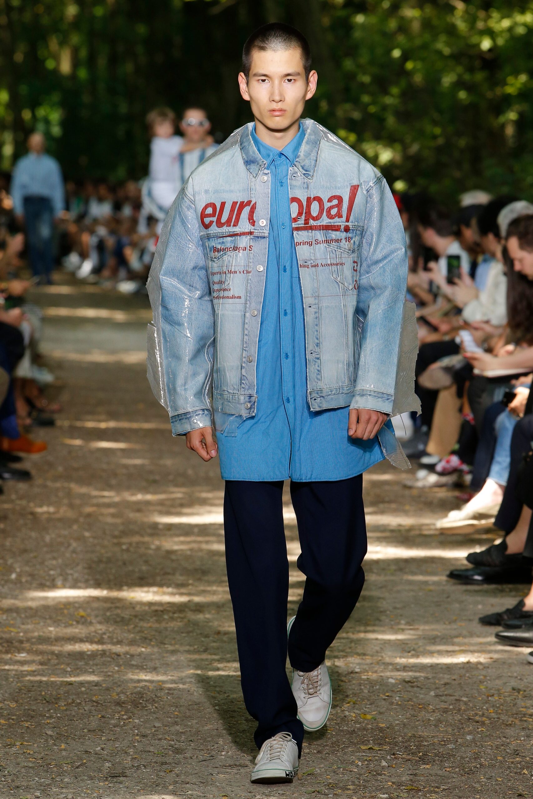 oversized denim jacket with blue shirt
