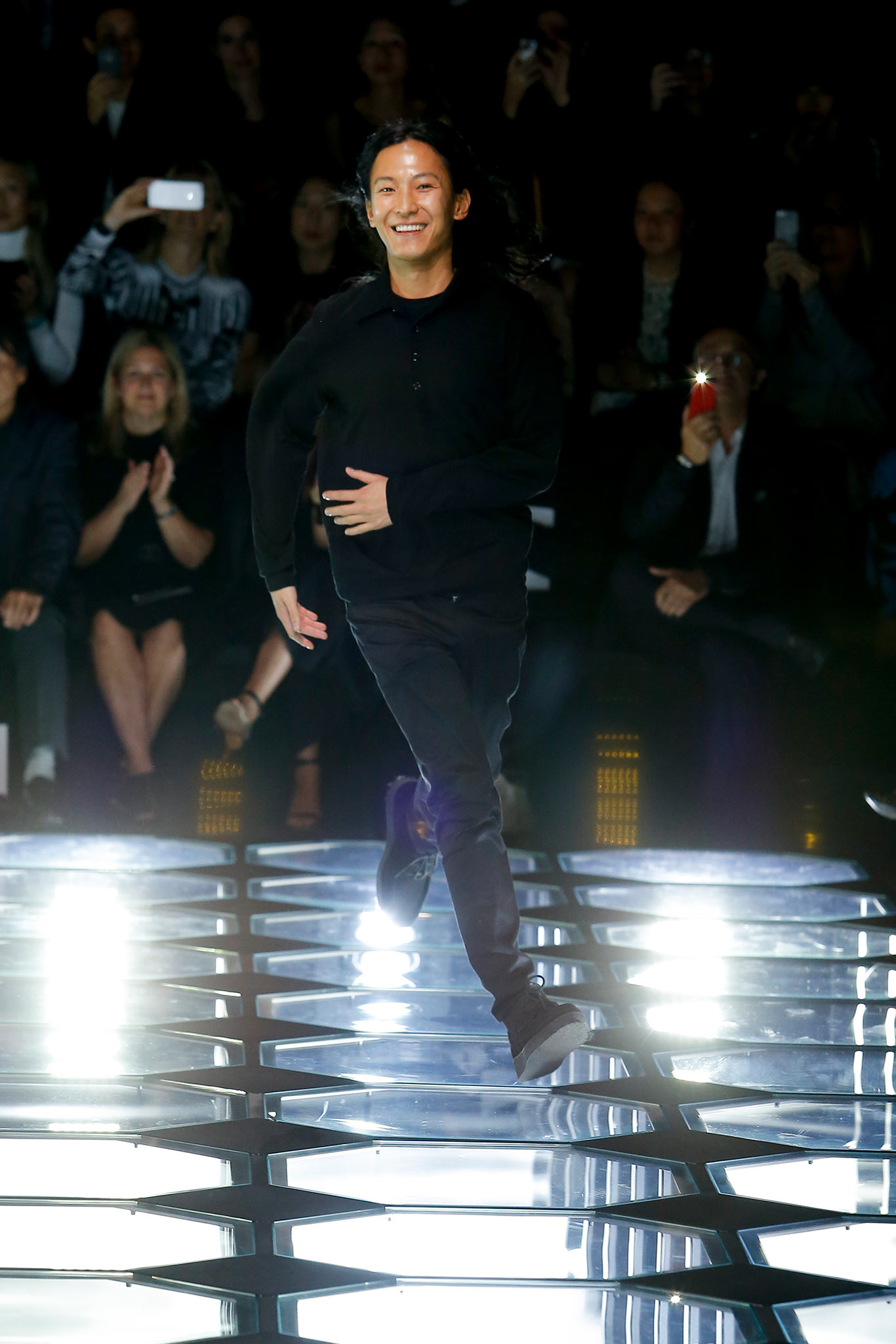 black fitted top and pants