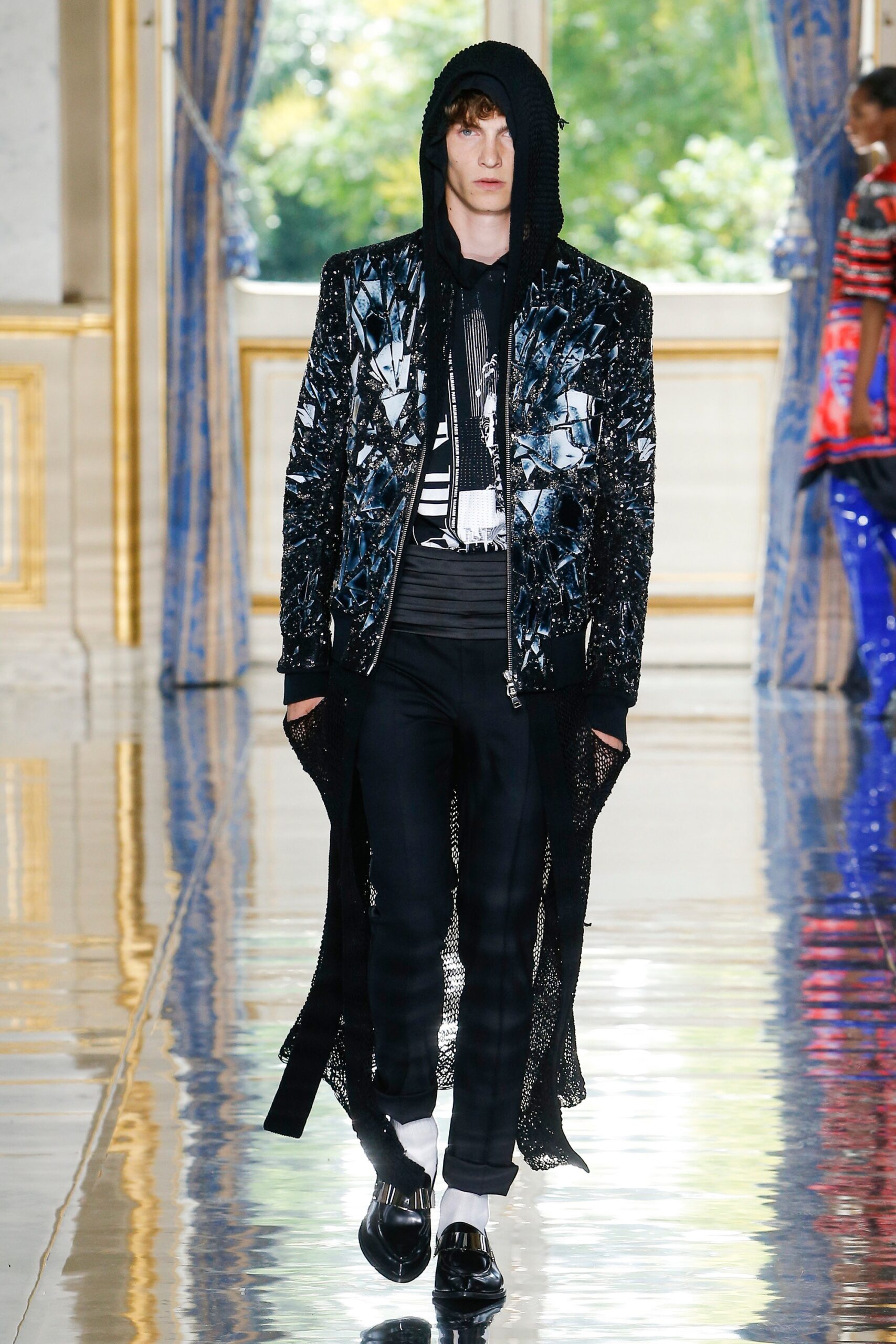 black and blue layered jacket