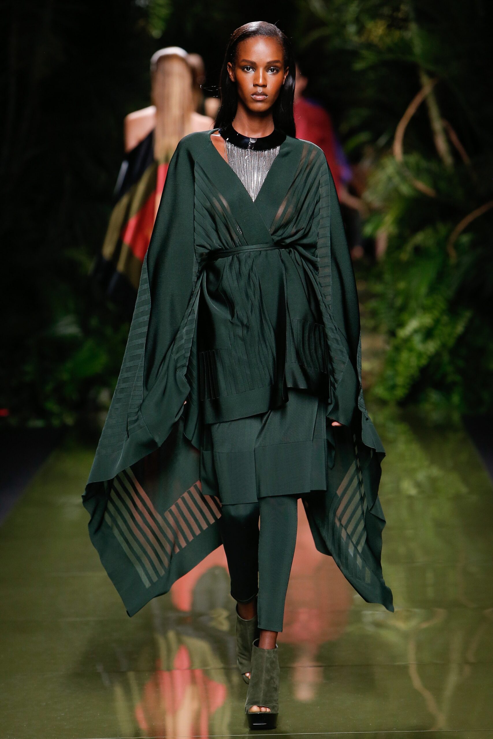 green silk cape and leggings