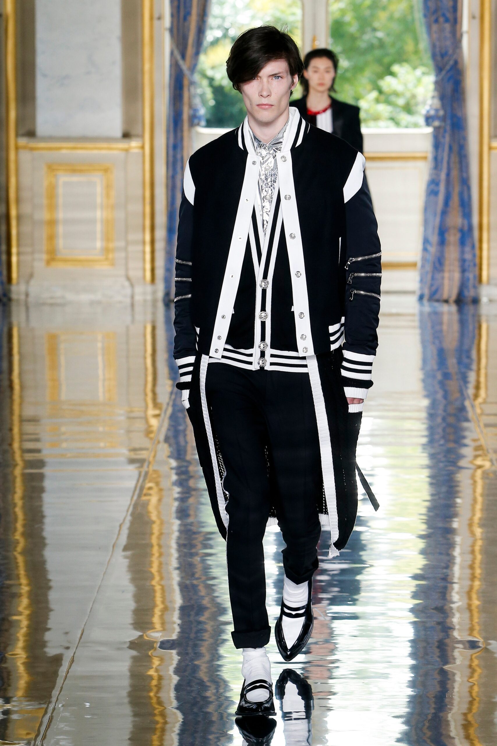 black and white relaxed coat