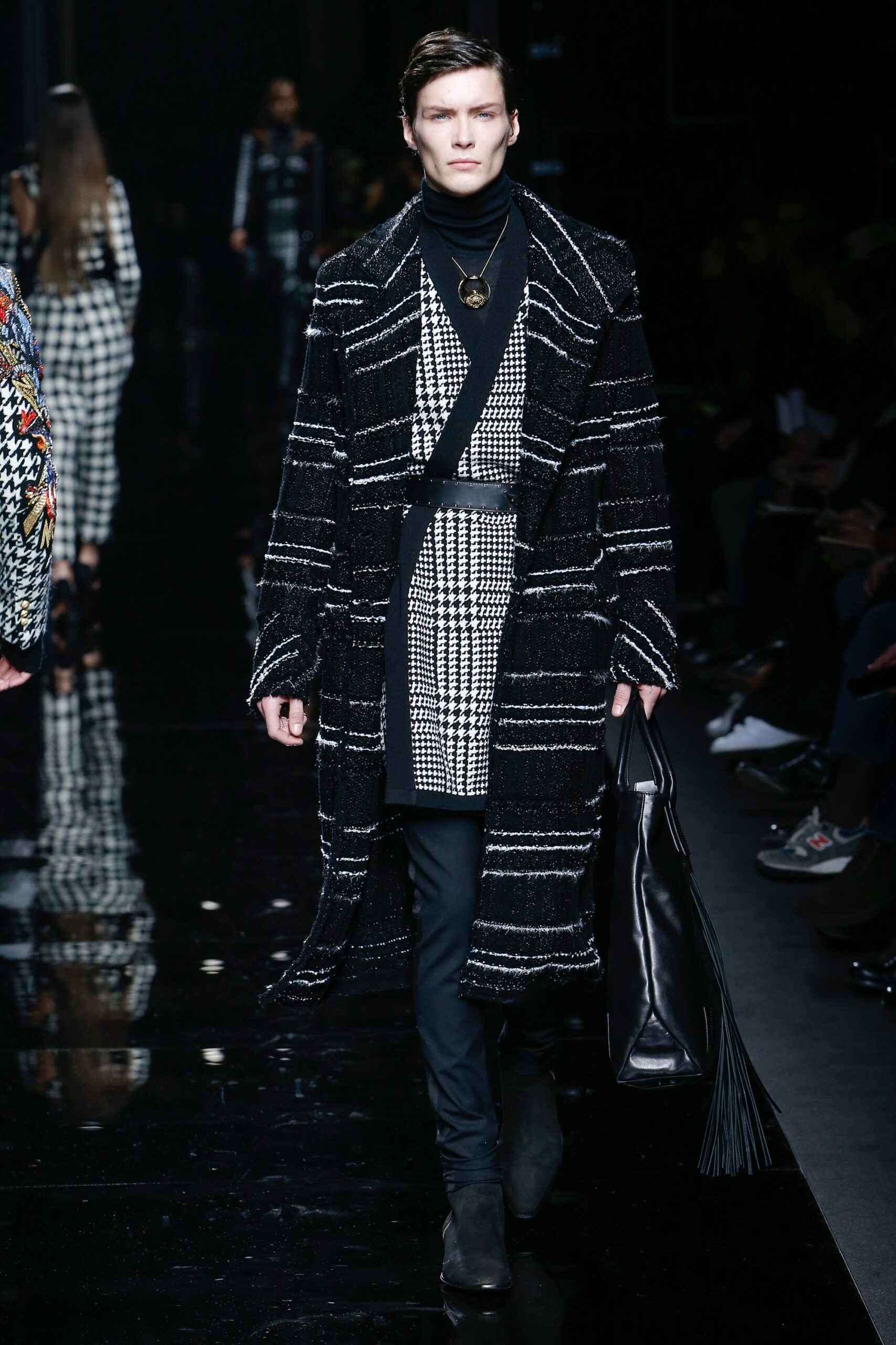 black and white layered coat outfit