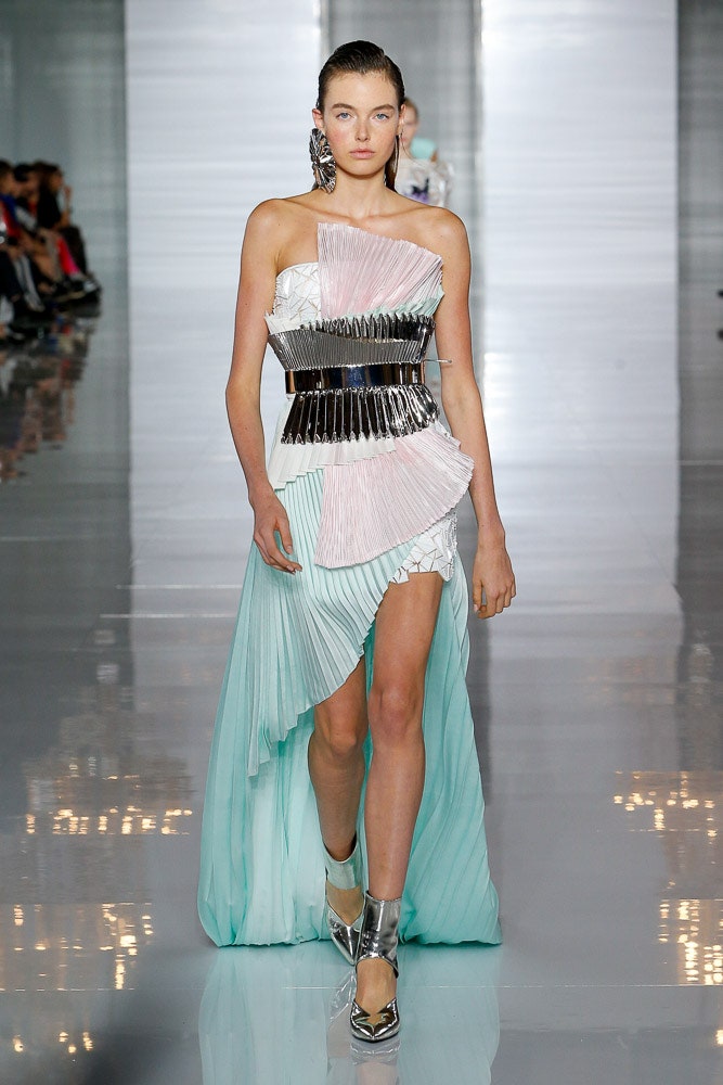 asymmetric pleated midi dress