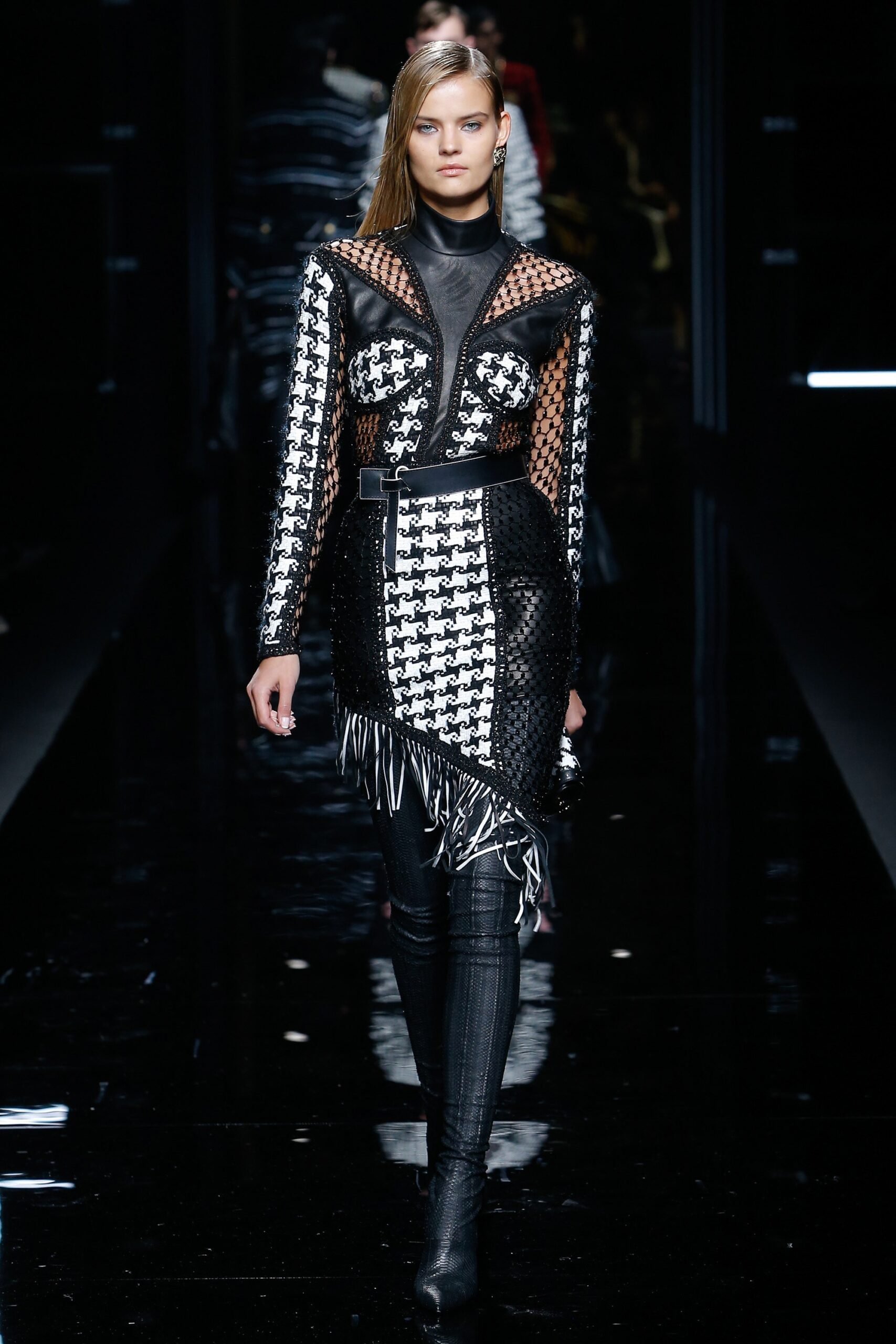 black and white mesh dress