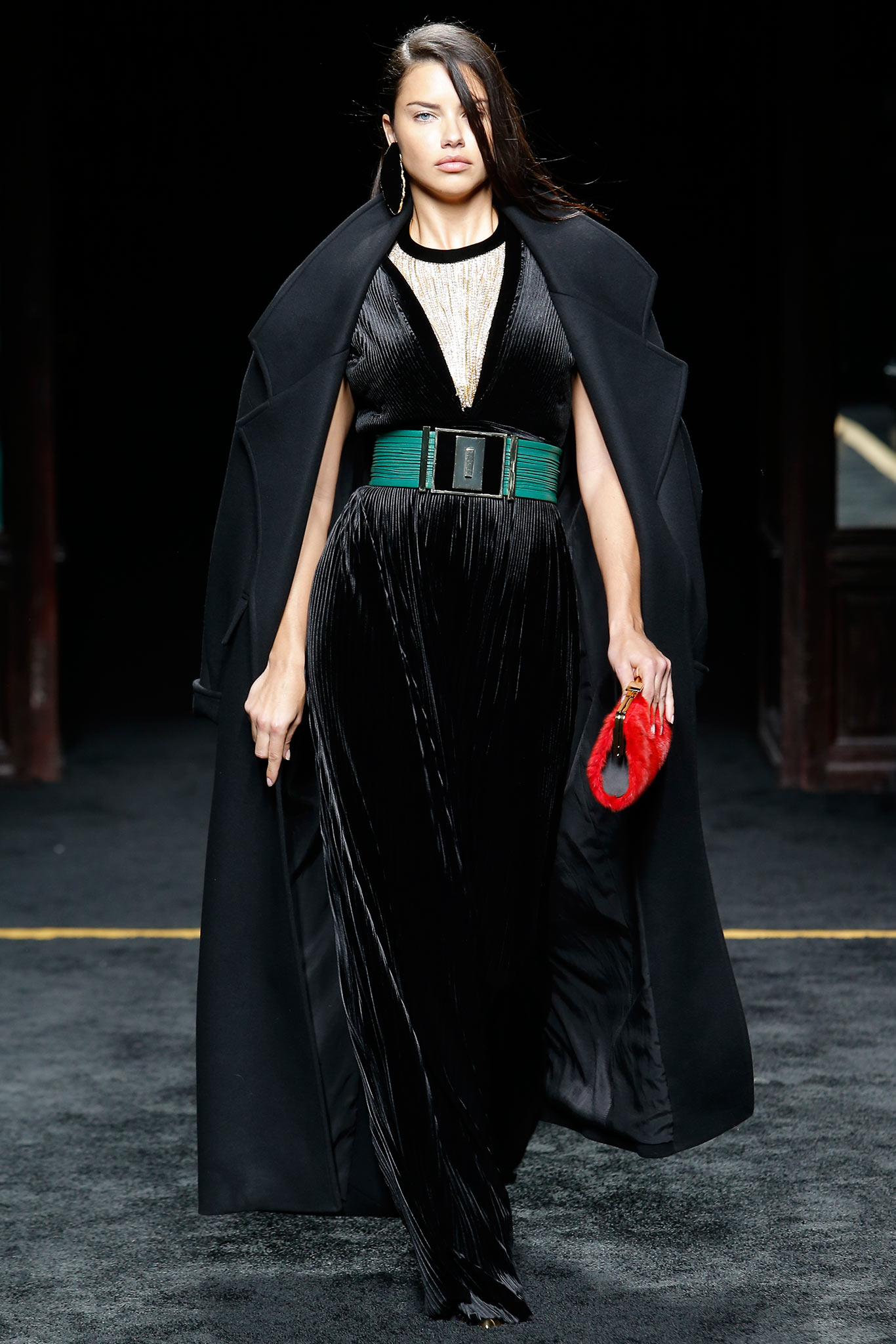 green leather belted belt