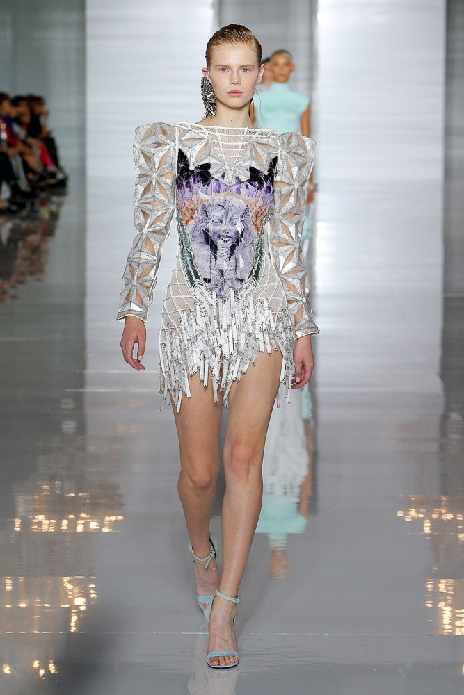 white embellished mini dress