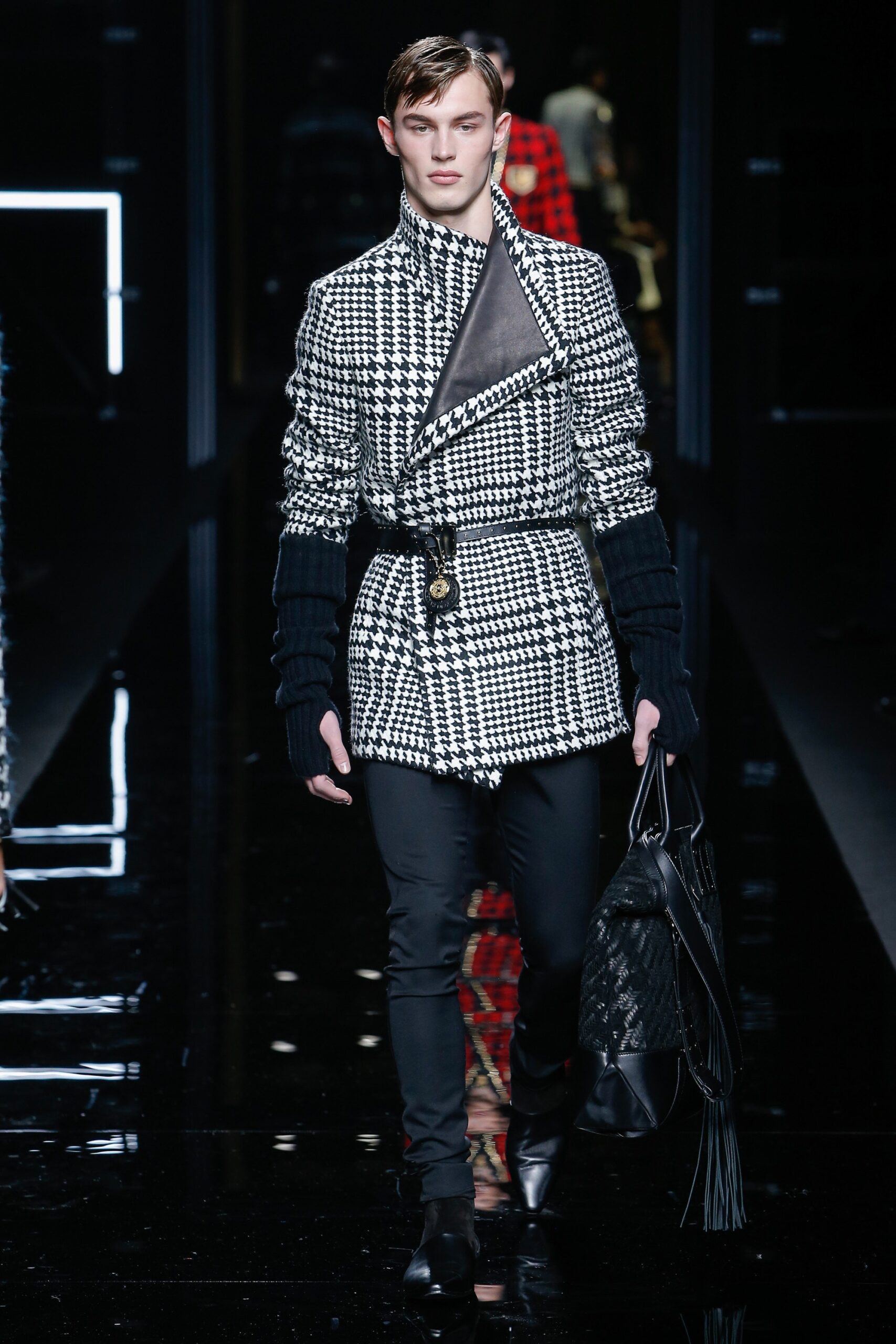 fitted black and white coat