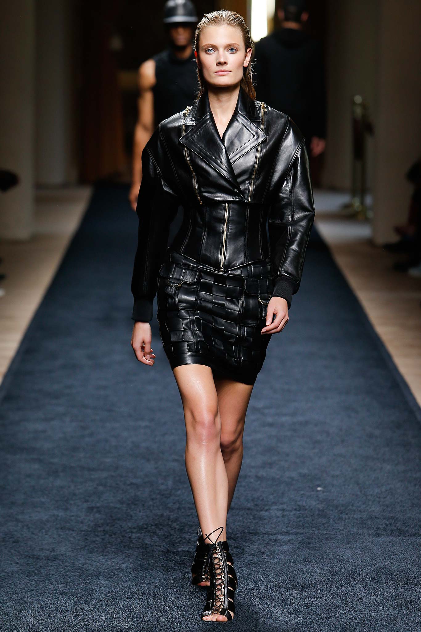 black leather fitted dress and shoes