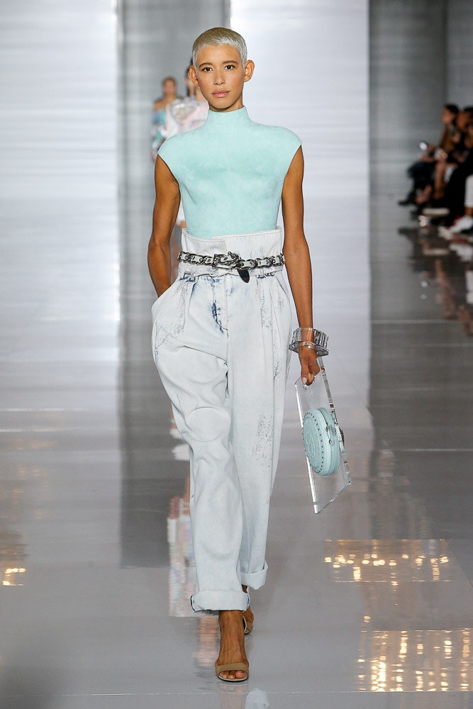 white denim relaxed distressed pants