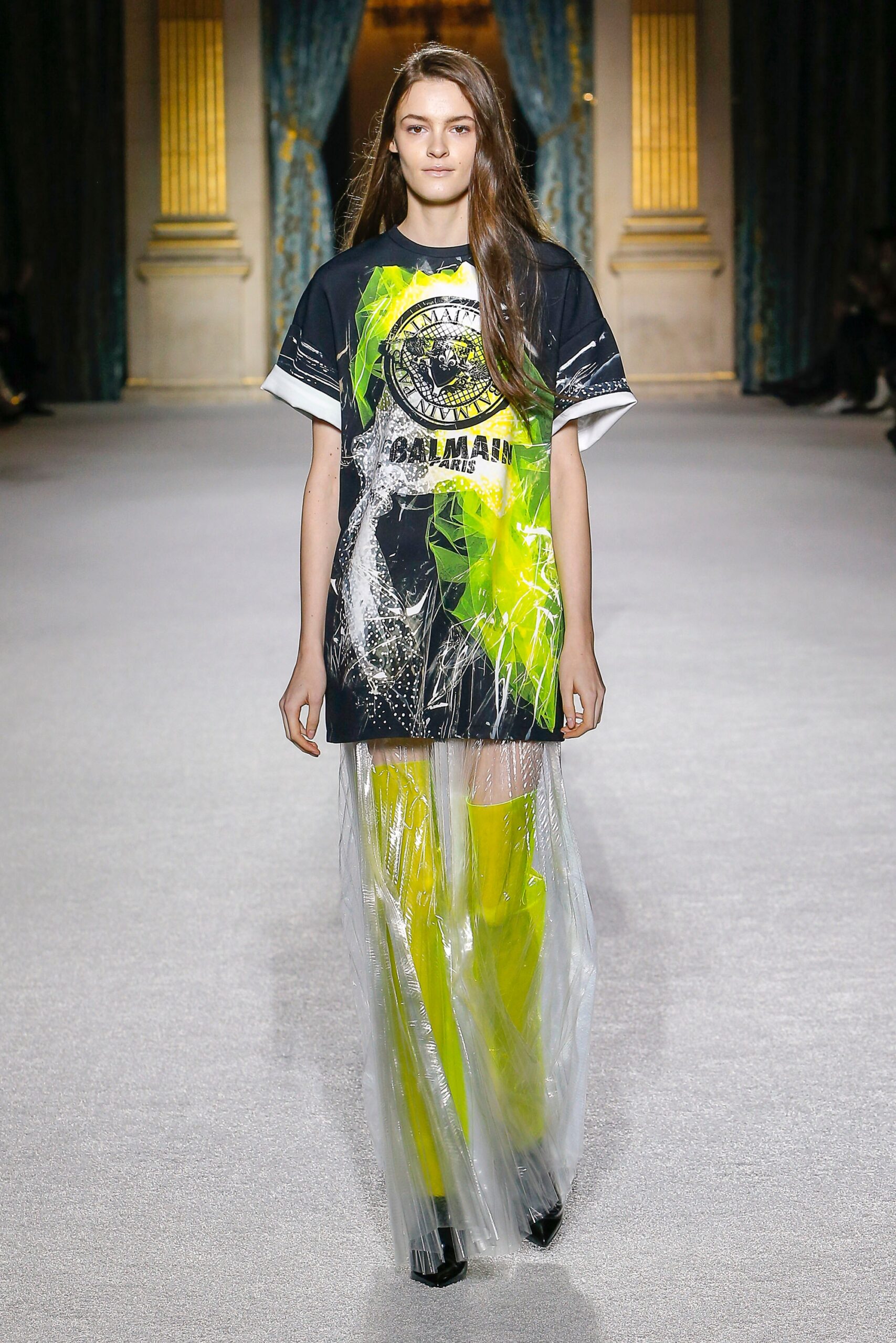 black and yellow printed mini dress