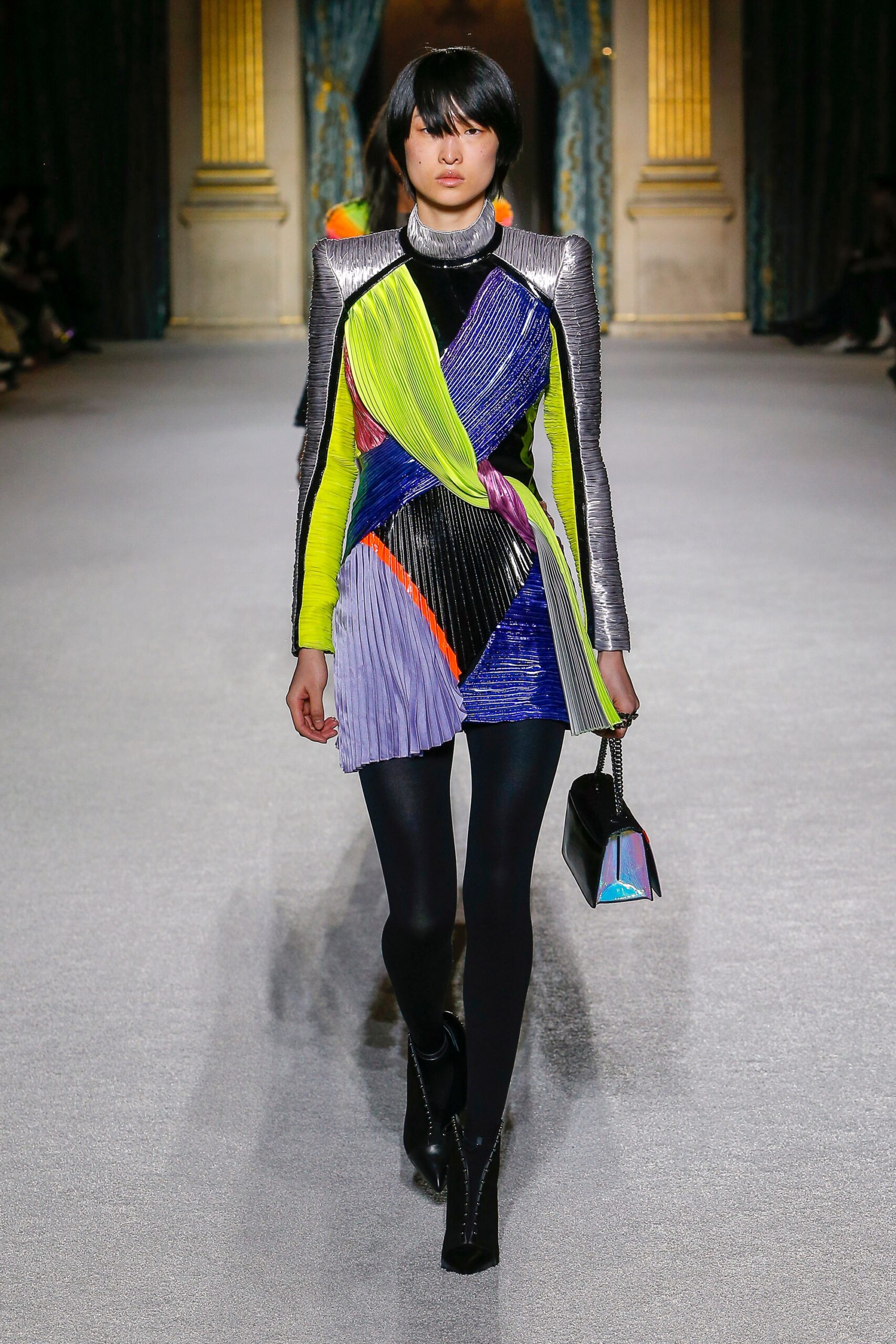 color-blocked fitted mini dress