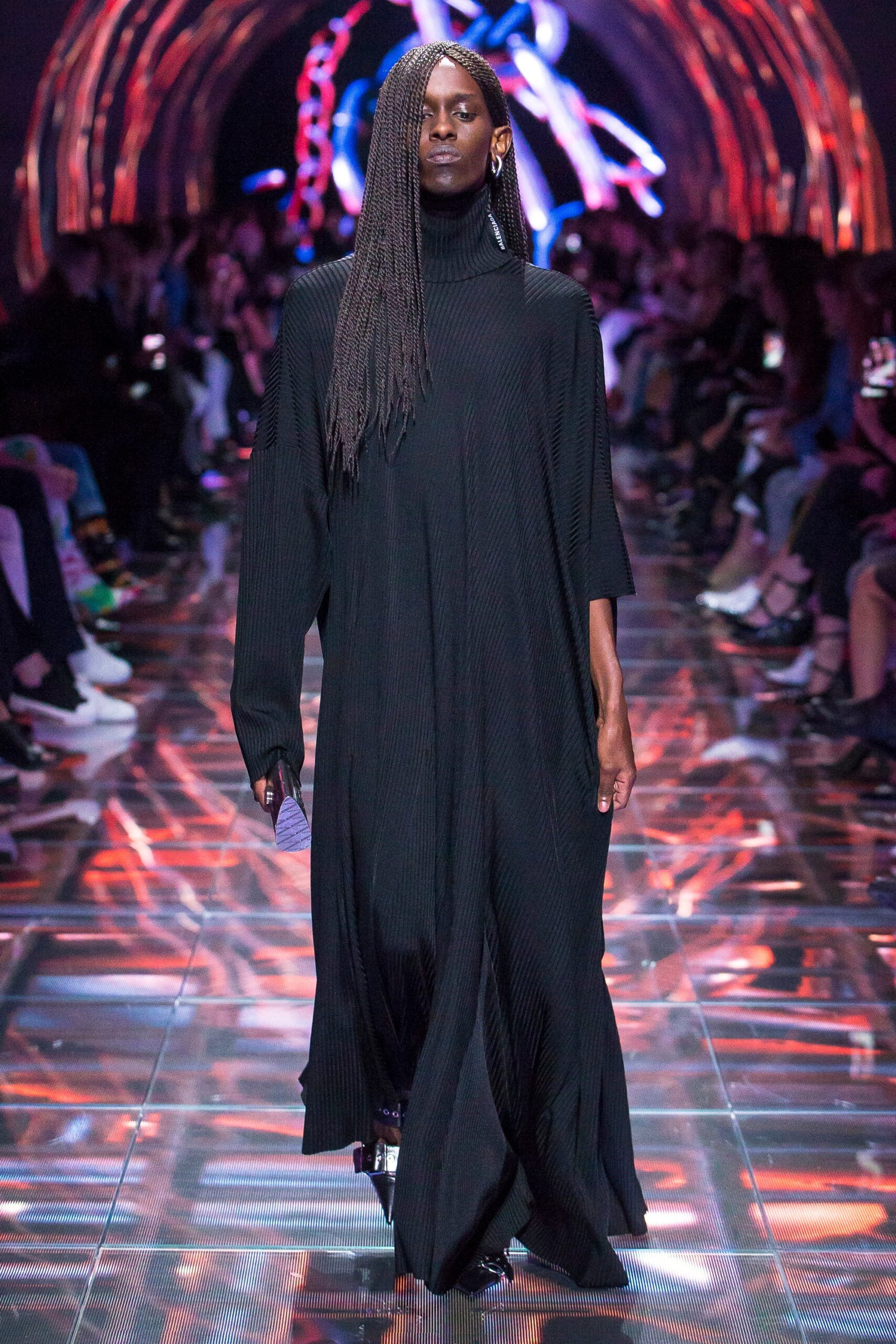 black pleated maxi dress