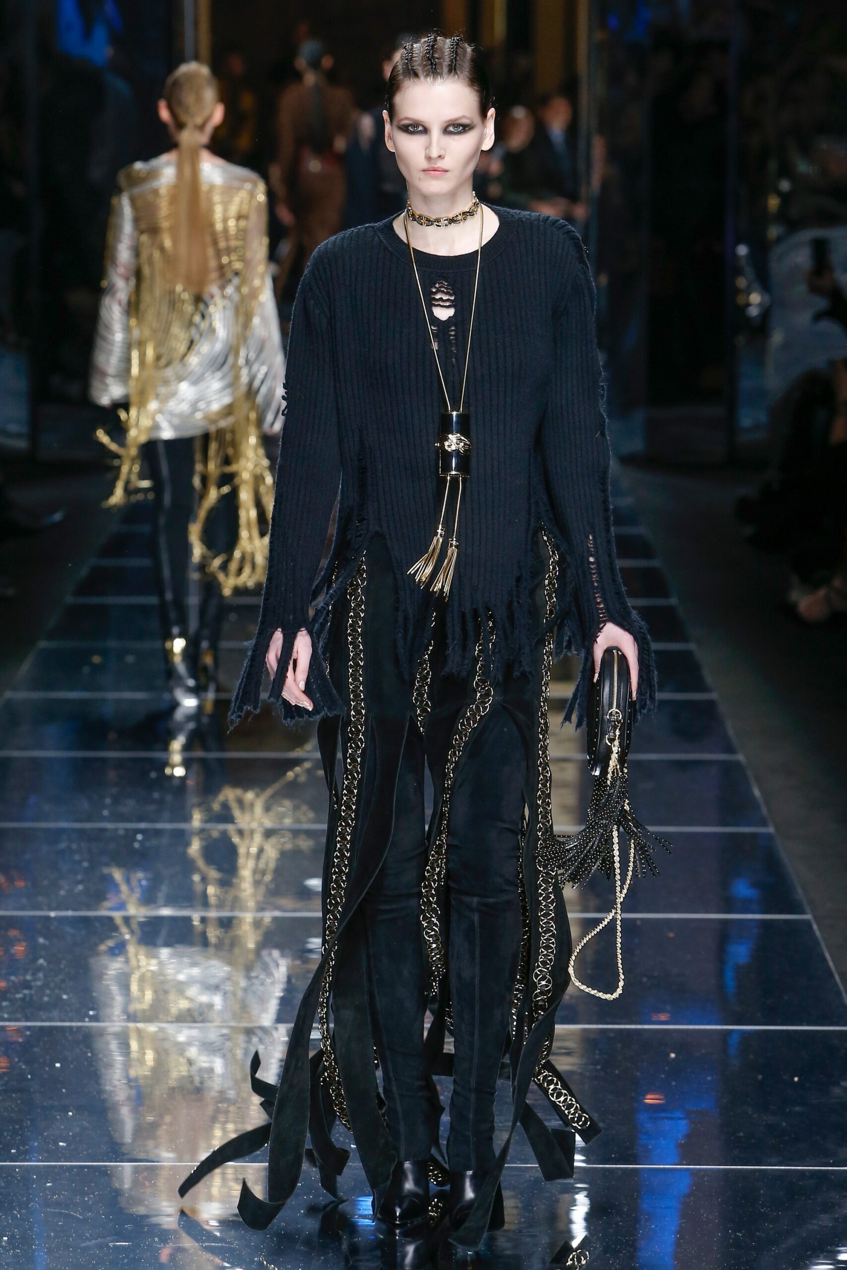 black velvet fitted straight-leg pants
