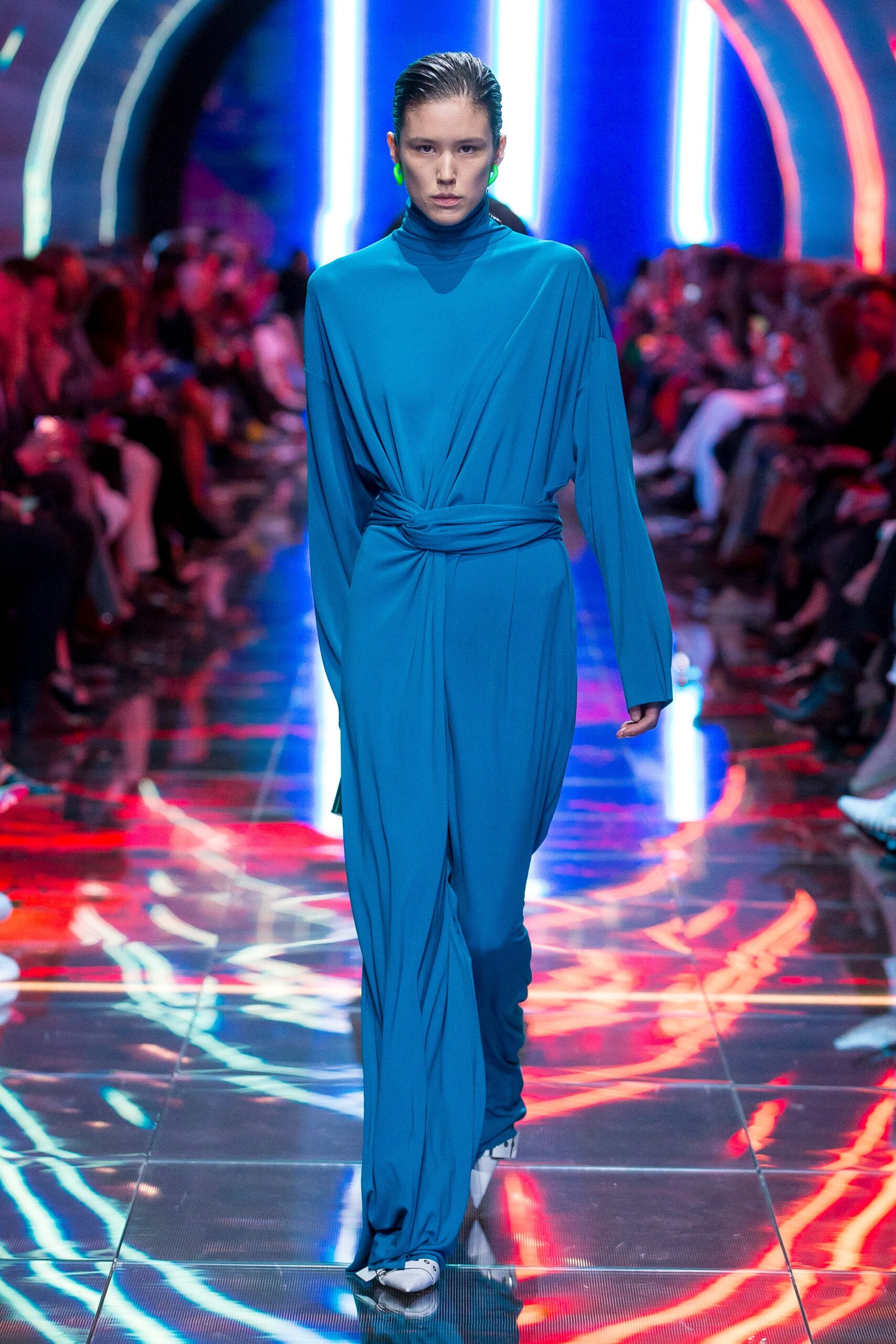 blue relaxed silk dress