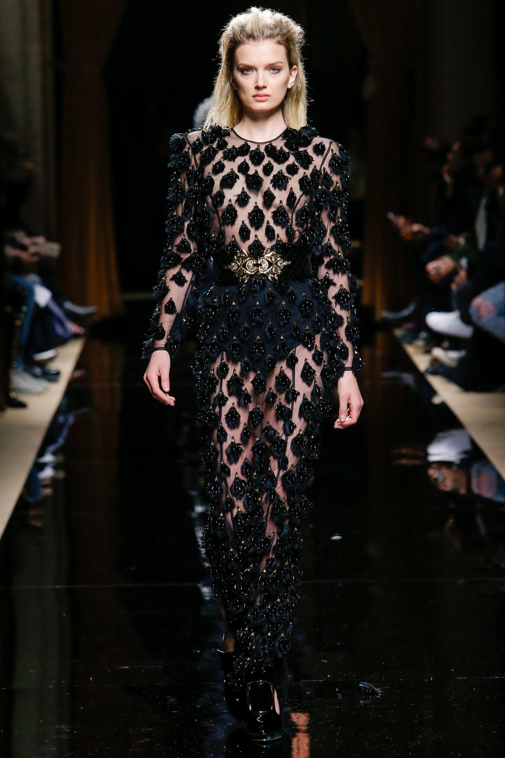black embellished sheer gown