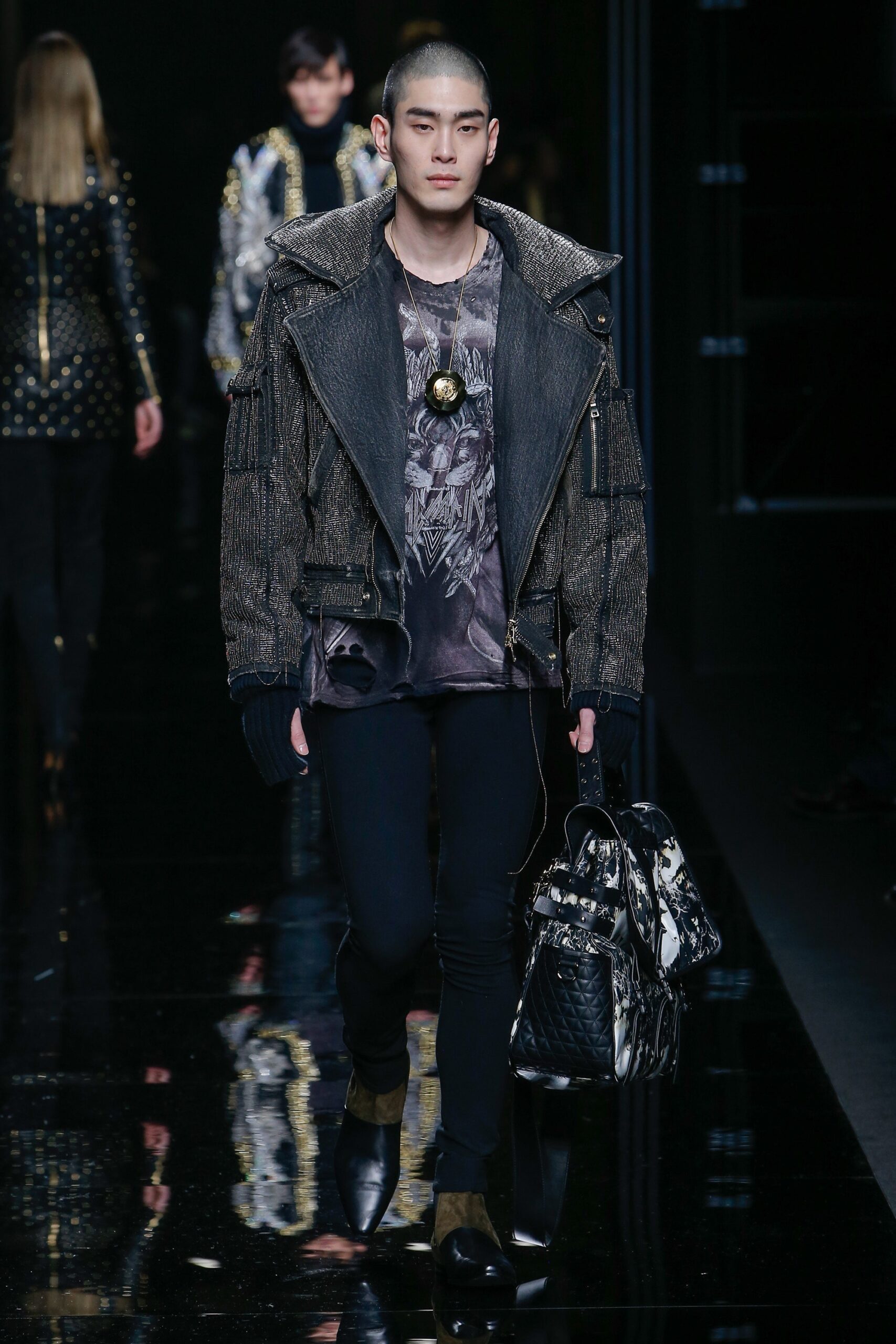 black leather fitted jacket