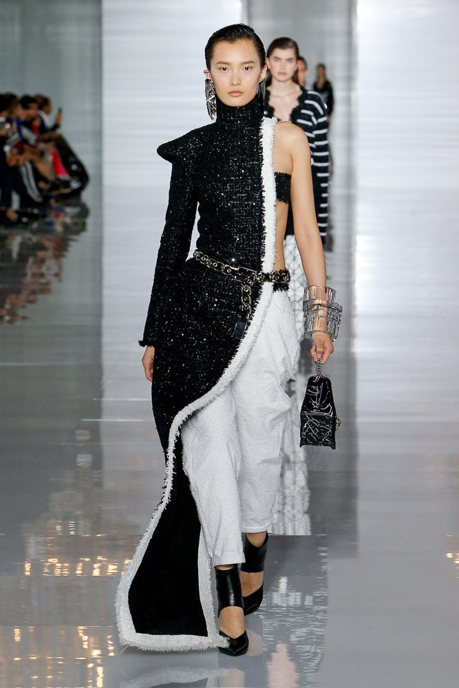 black and white asymmetric dress